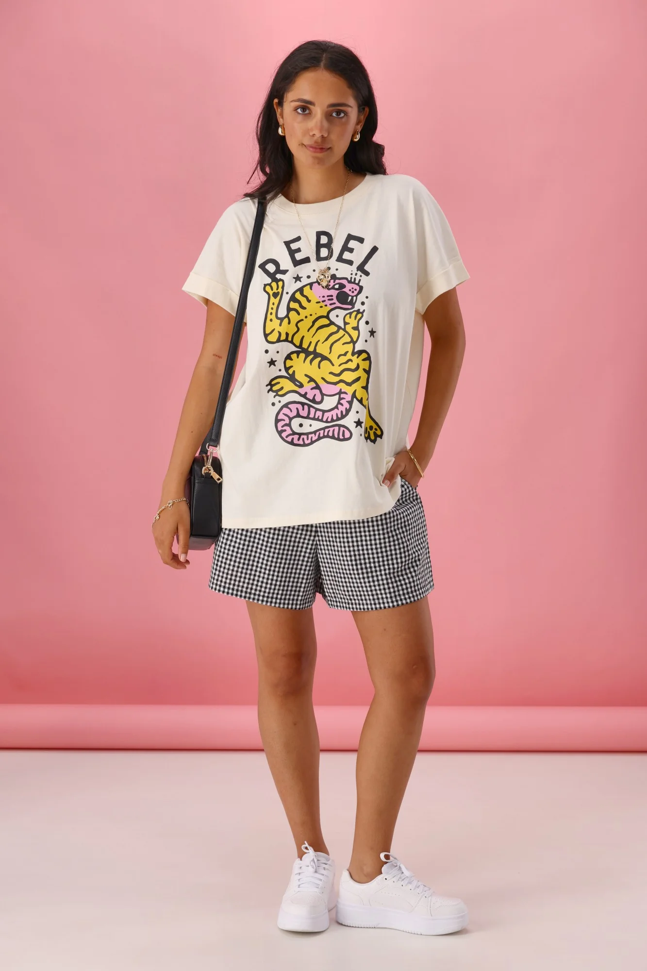 Rebel Club Tiger Cuff Tee Vanilla - Image 3