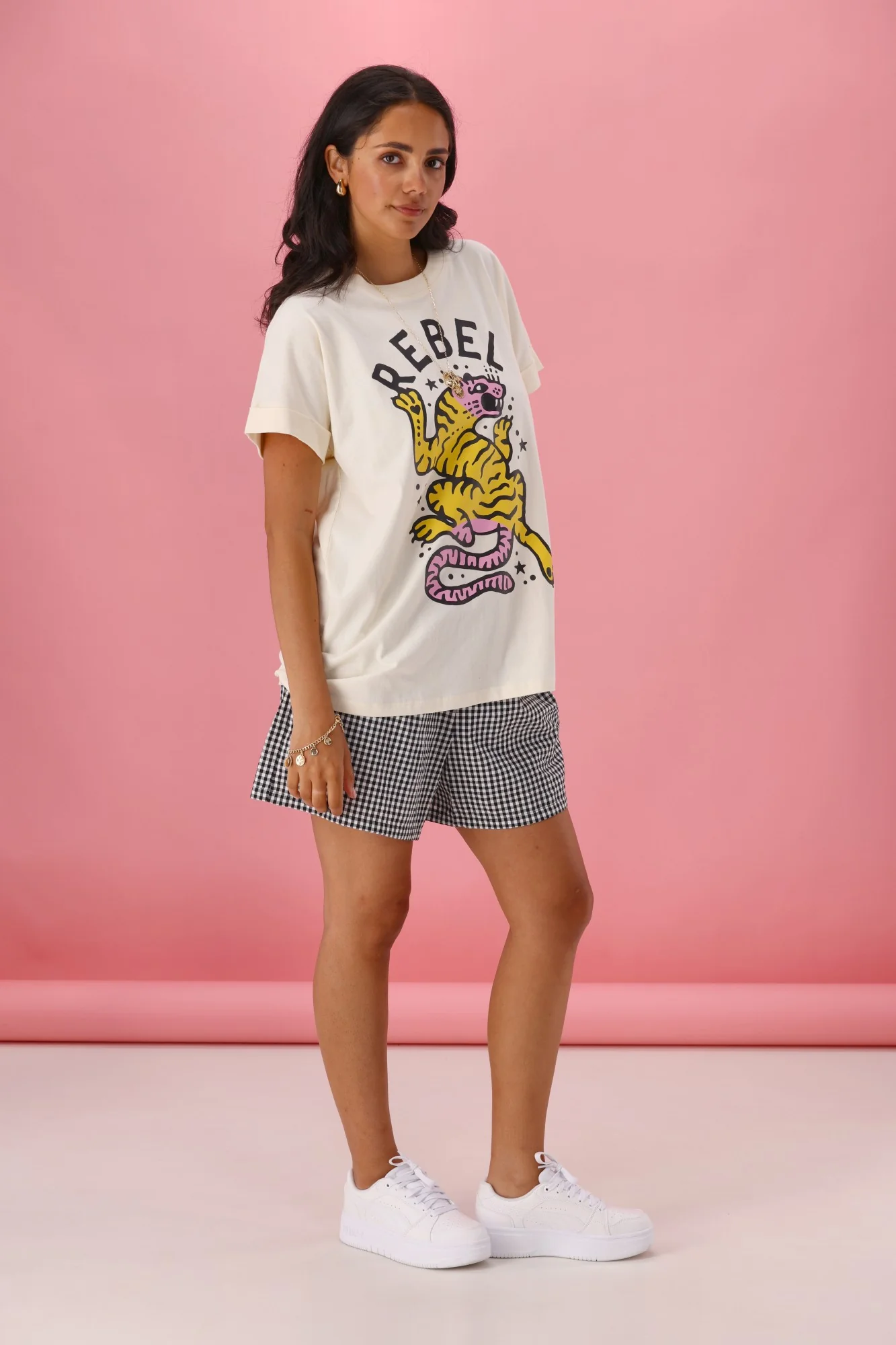 Rebel Club Tiger Cuff Tee Vanilla - Image 6