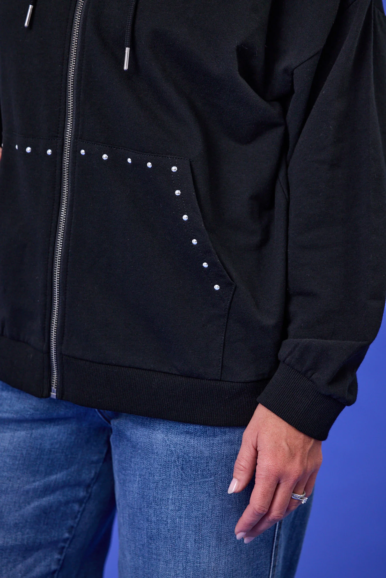Rebel Club Trackside Zip Up Hoodie Stud Black - Image 3