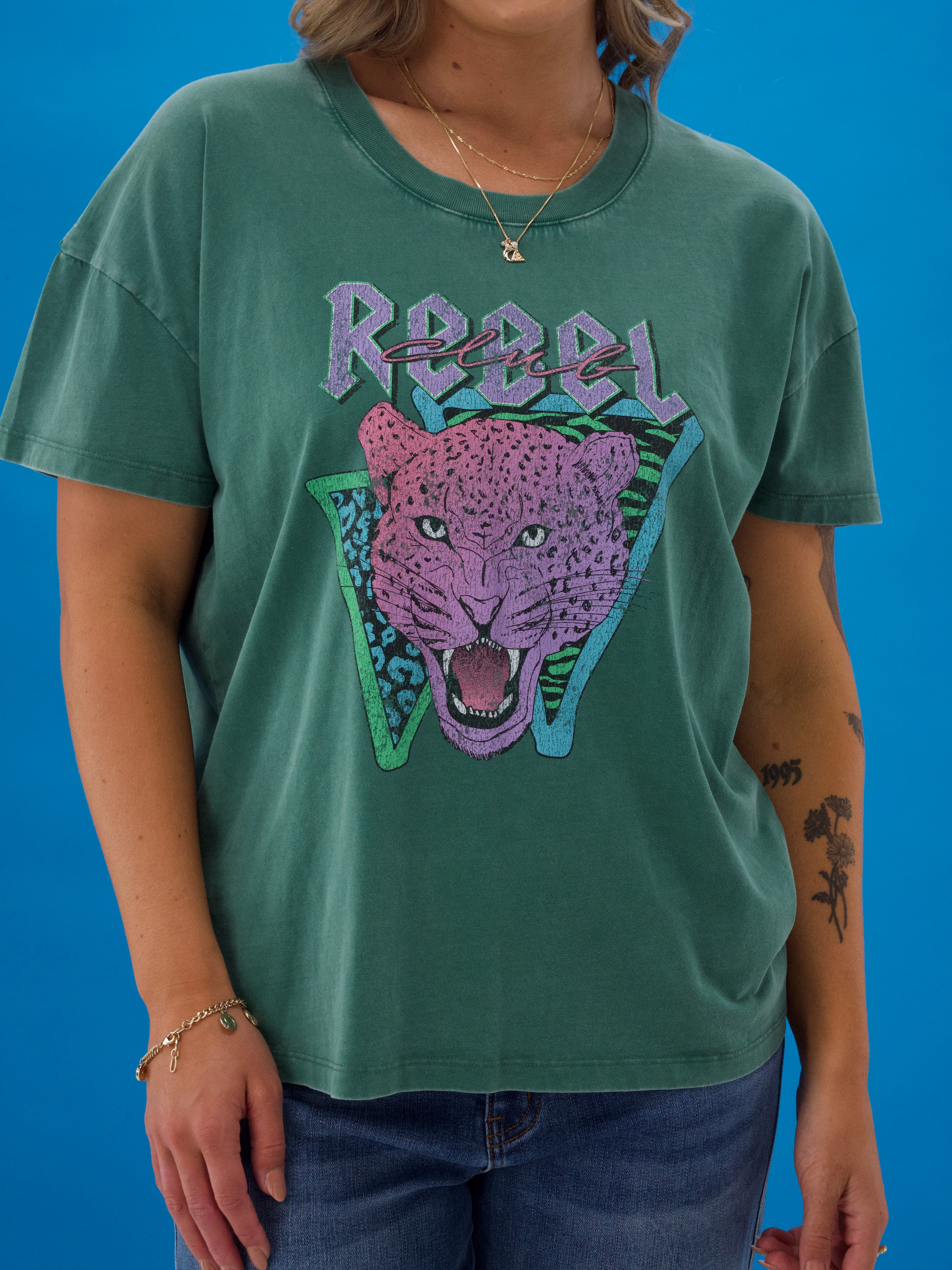 Rebel Club Wild Tee Washed Green - Image 2