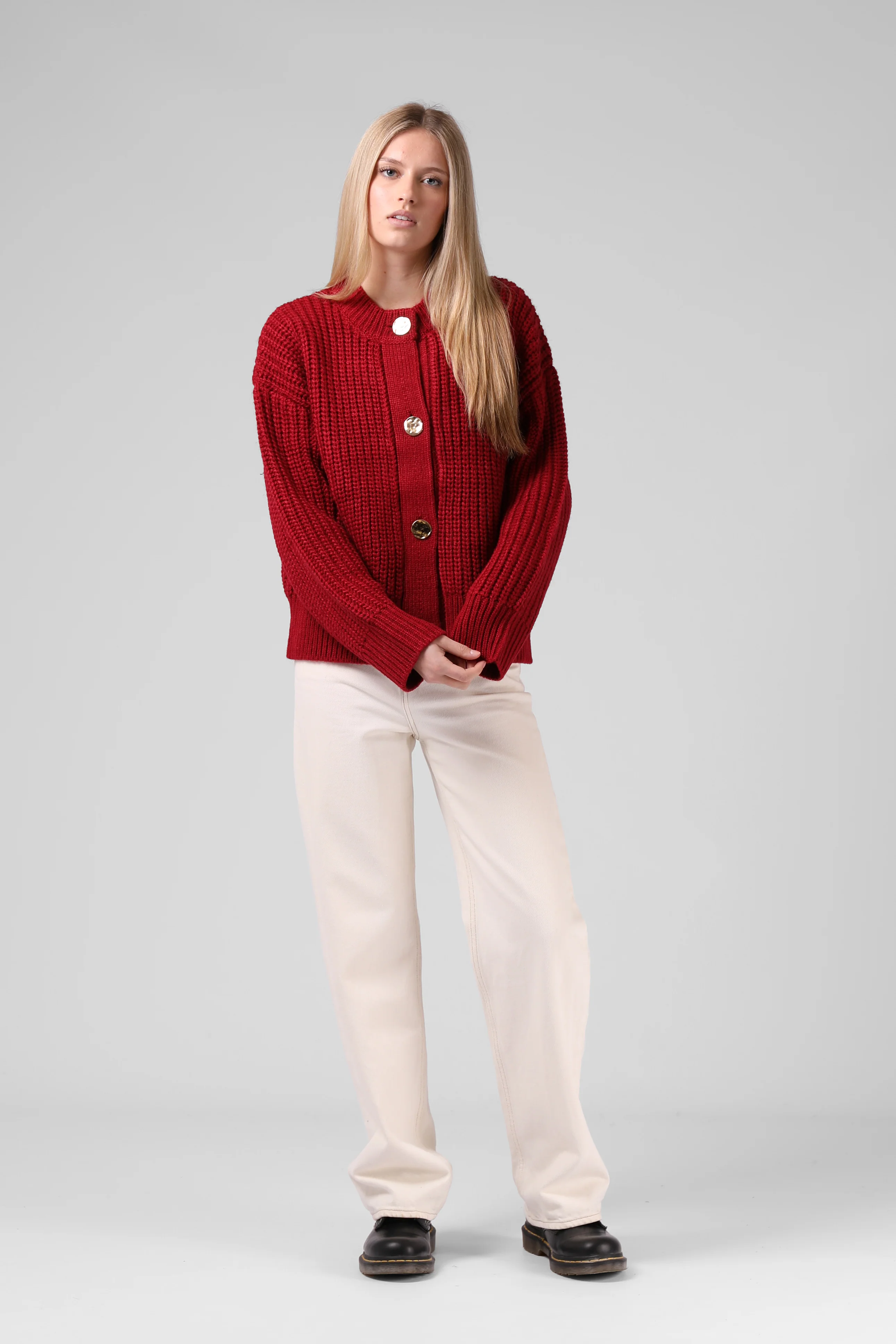RPM Chunky Cardigan Red Plum - Image 2