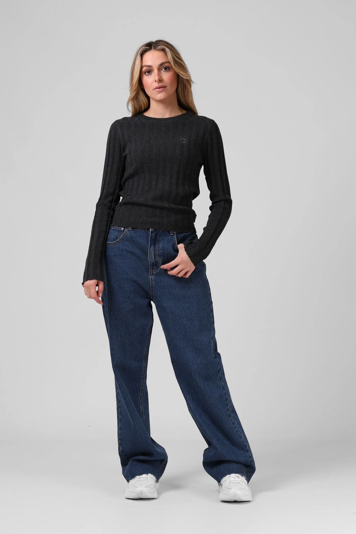 RPM Knitted L/S Tee Black Marl - Image 2