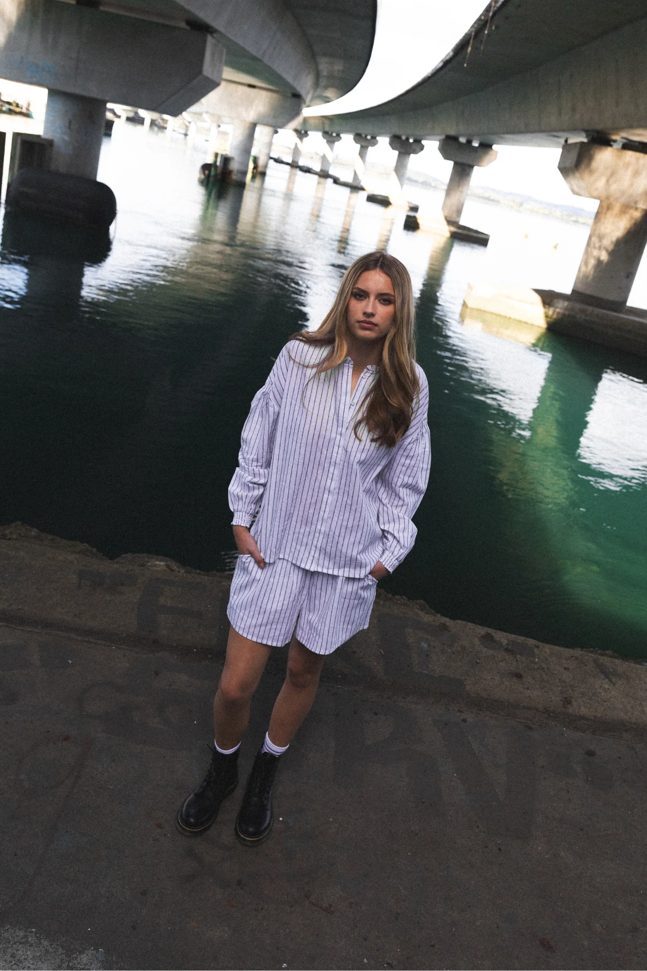 RPM Olive Blouse White Stripe