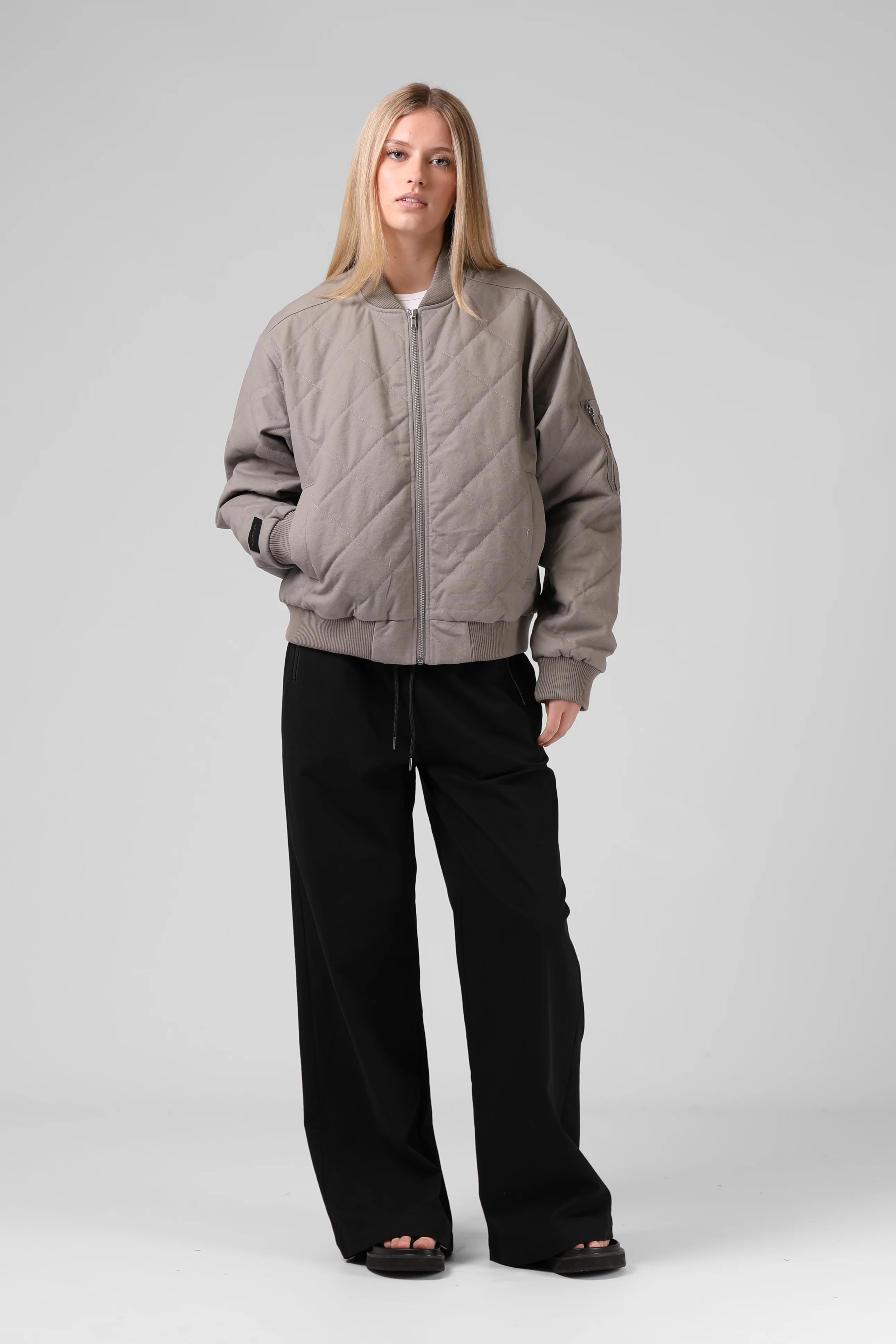 RPM Quilted Bomber Jacket Washed Grey - Image 2