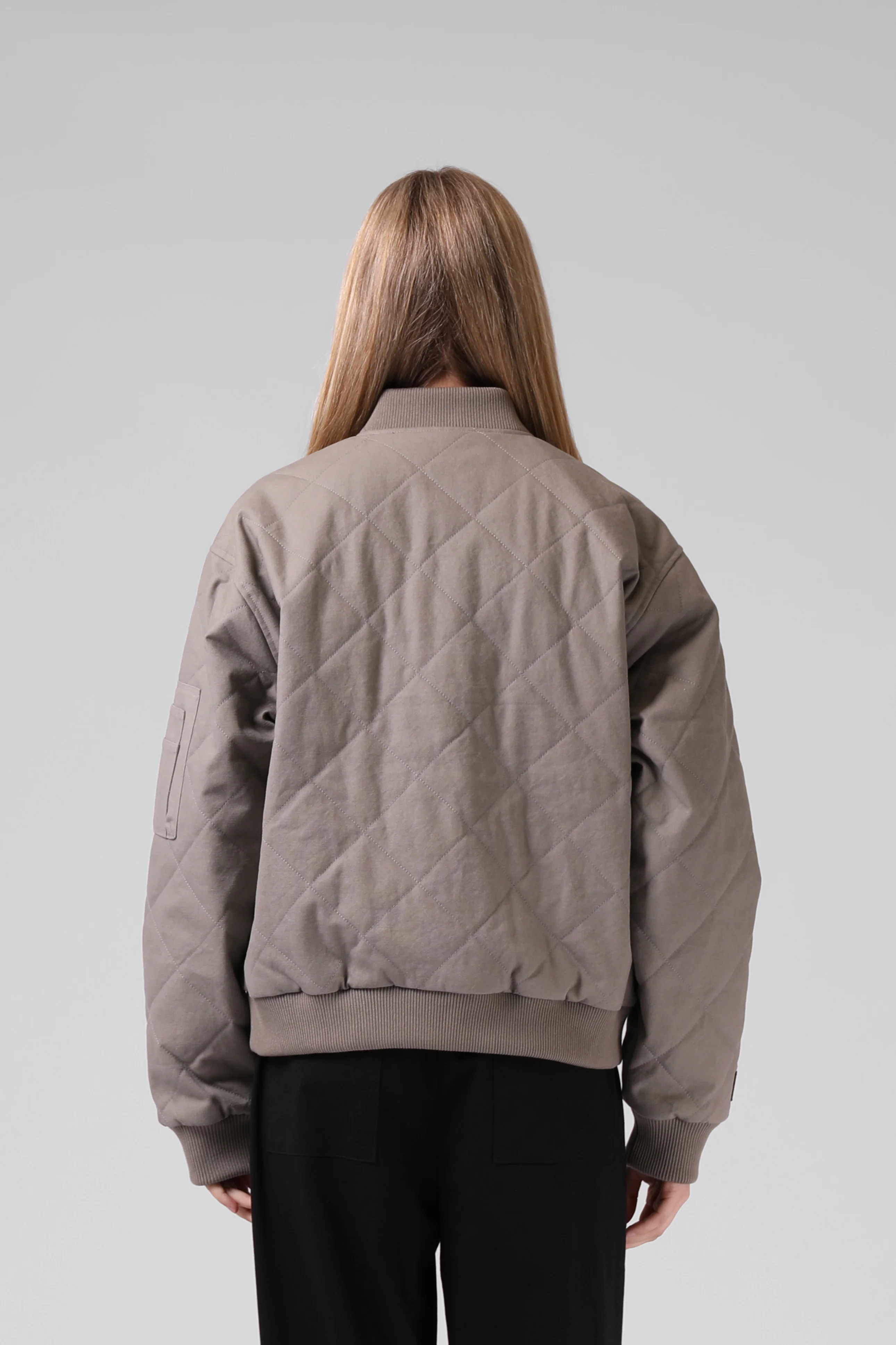 RPM Quilted Bomber Jacket Washed Grey - Image 3