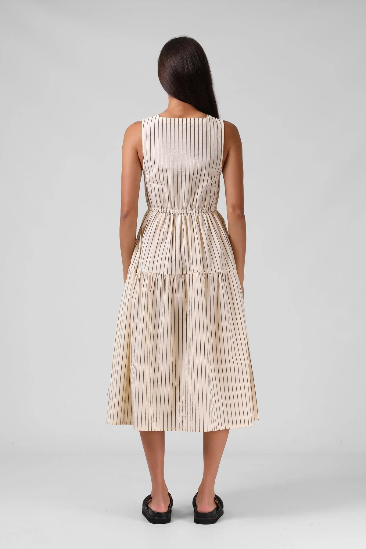 RPM Smock Midi Dress Cream Stripe - Image 5