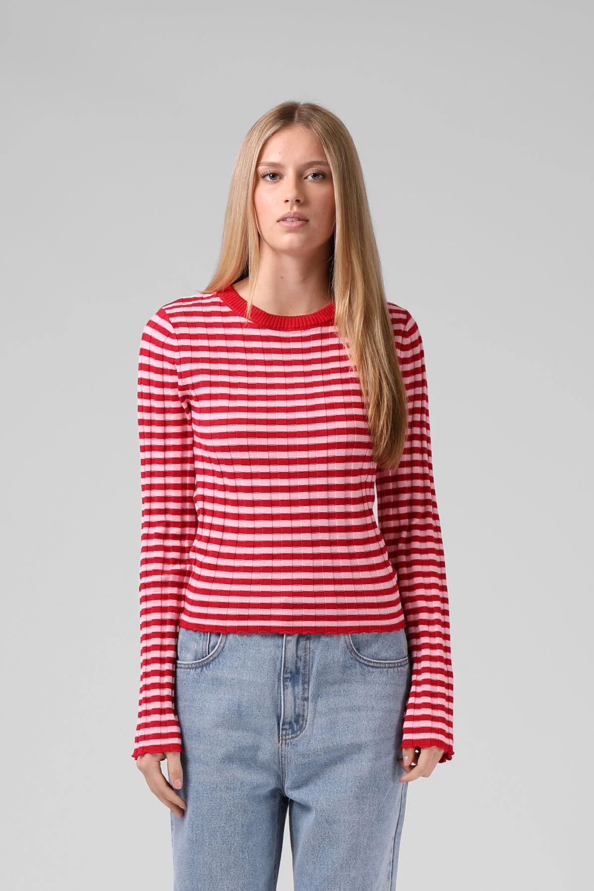 RPM Stripe Knitted LS Red
