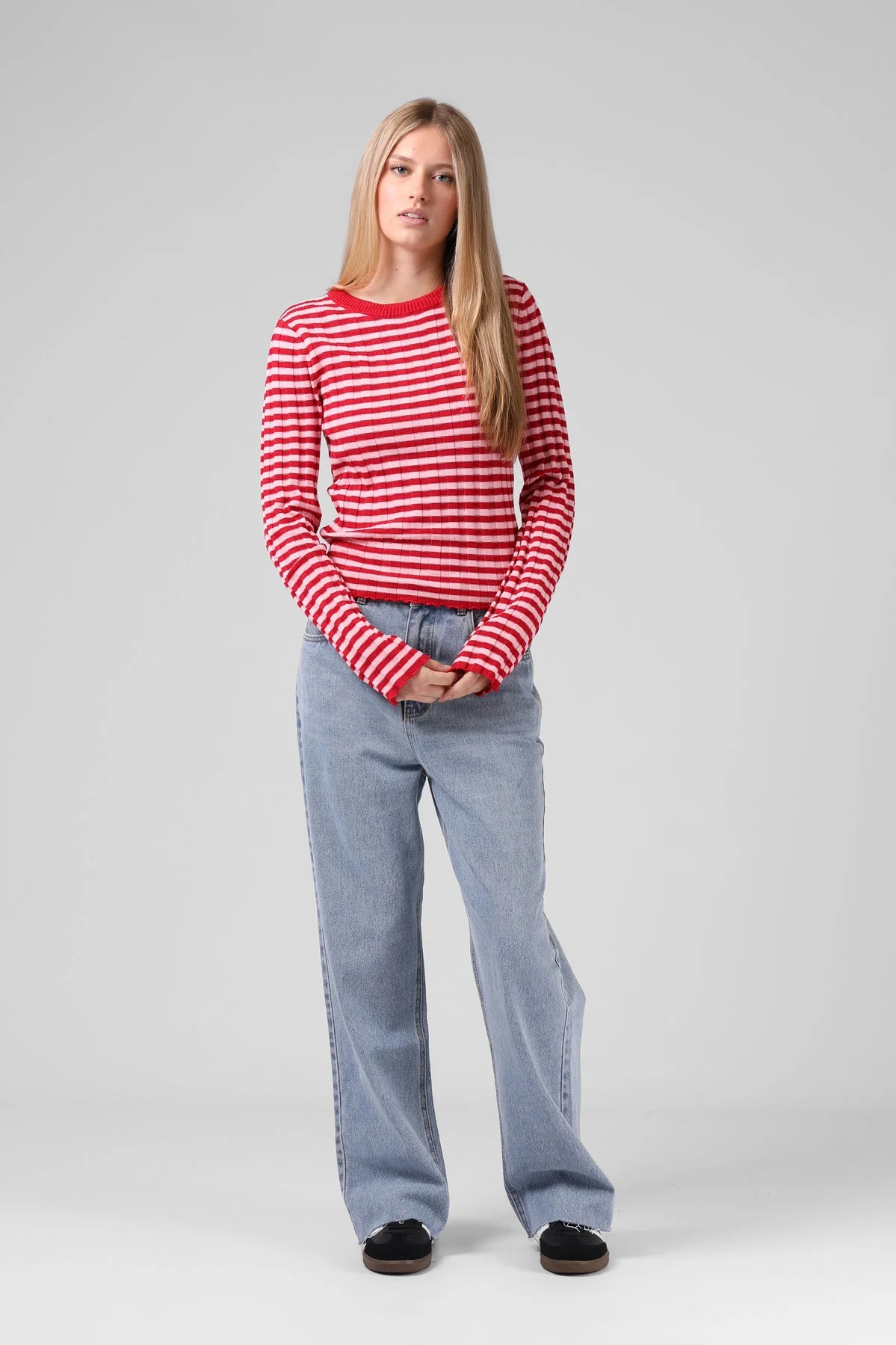 RPM Stripe Knitted LS Red - Image 2