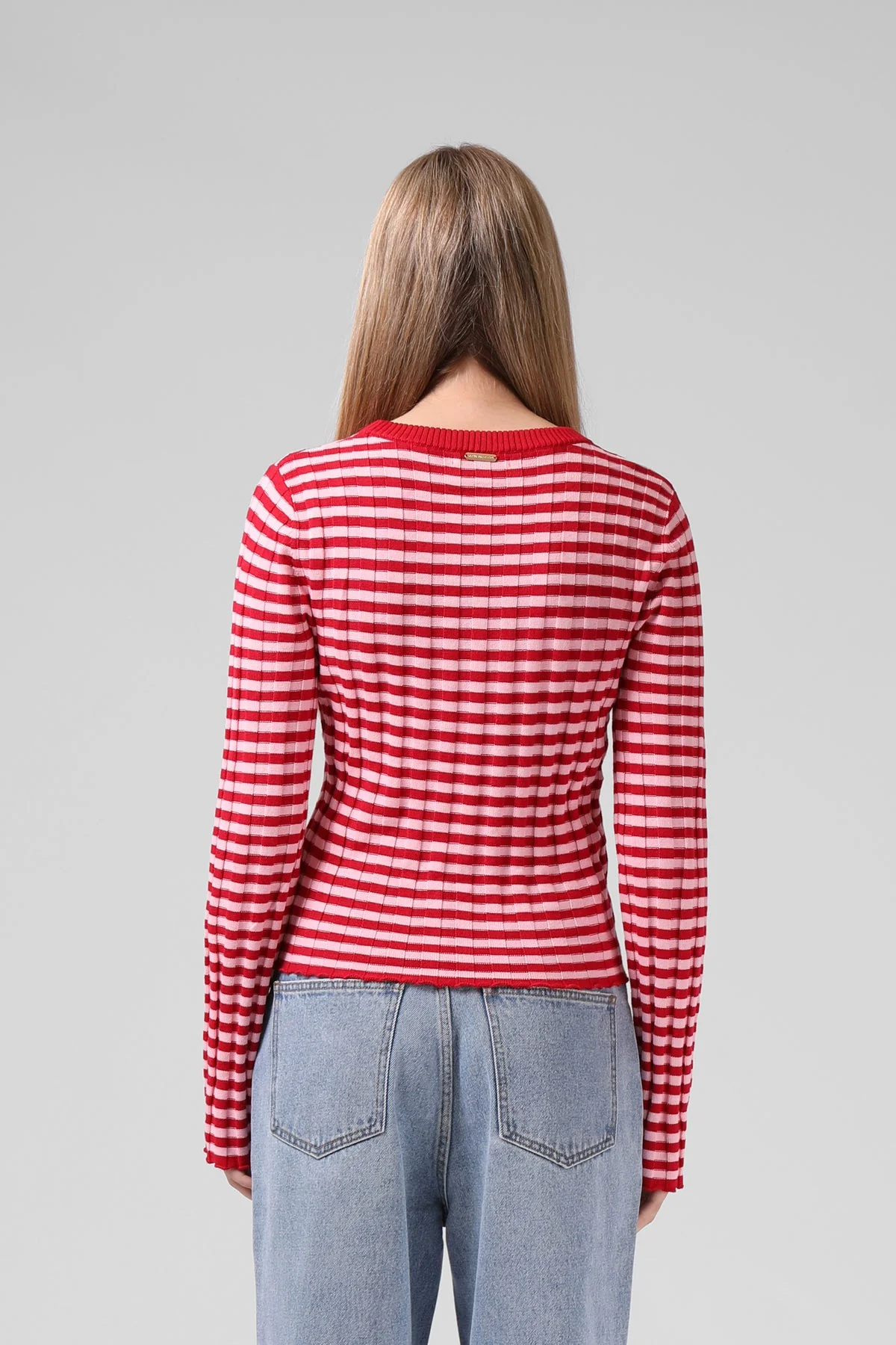 RPM Stripe Knitted LS Red - Image 3