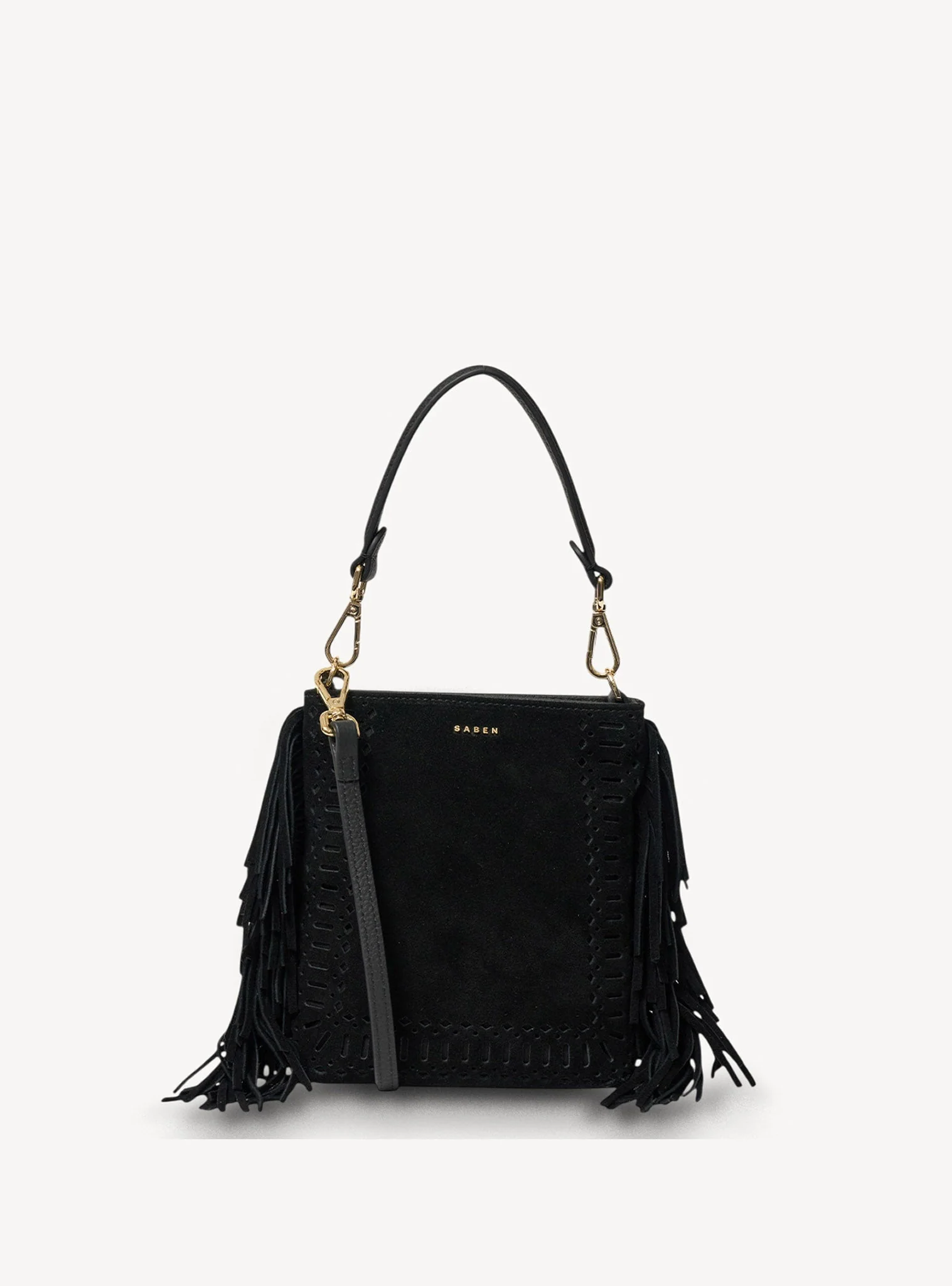 Saben Coco Mini Bag Suede + Fringe Black - Image 2