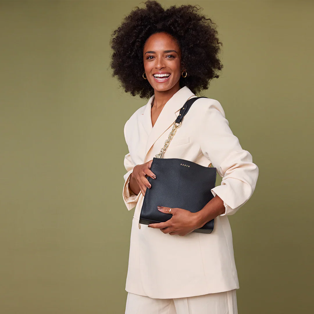 Saben Feature Shoulder Strap Gold Chunky + Black Leather - Image 4