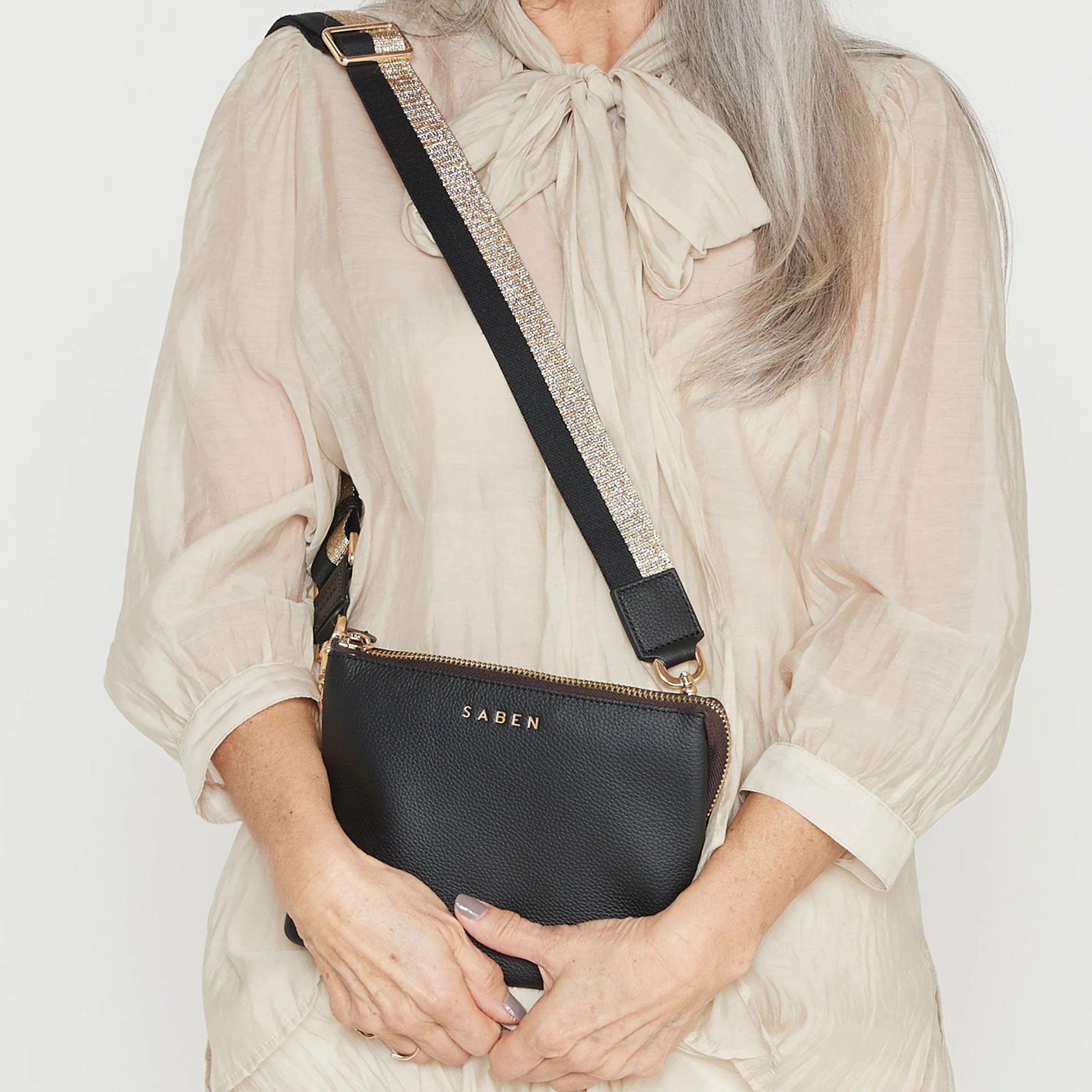 Saben Feature Strap Webbing Gold Black Stripe - Image 4