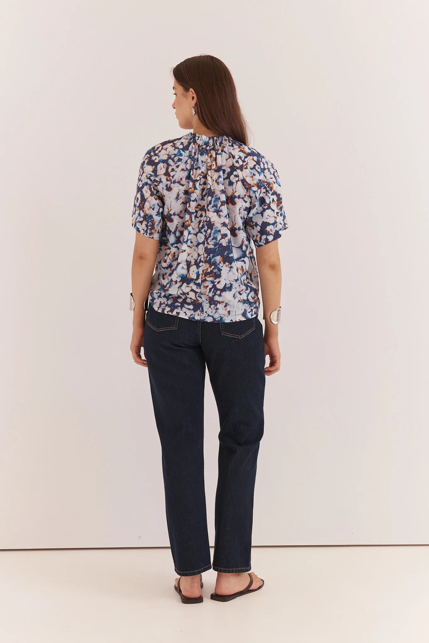 Sass Anika Frill Neck Blouse Violet Floral - Image 2