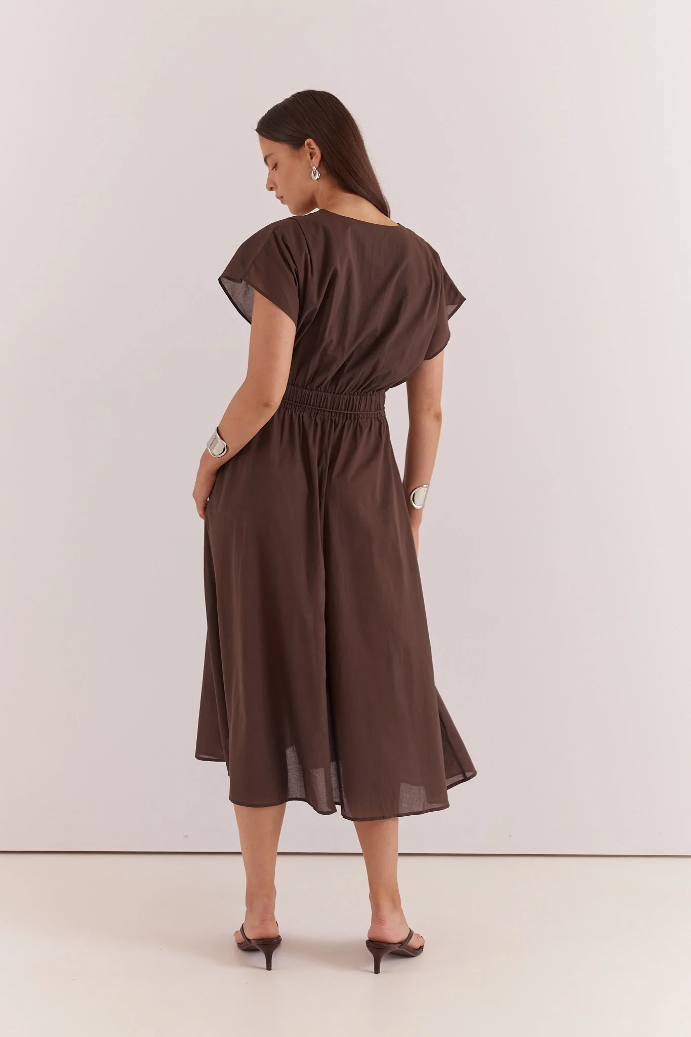 Sass Nazalia Tie Waist Dress Chocolate - Image 6