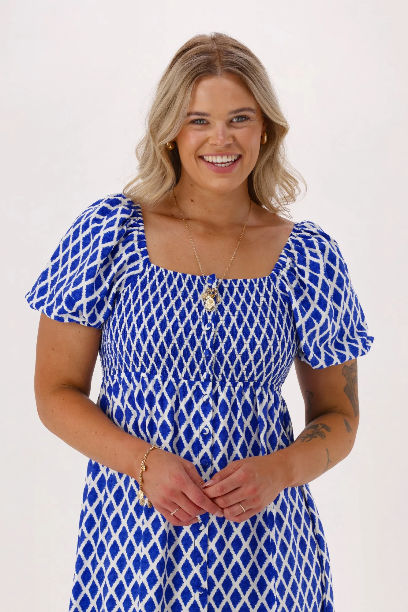 Shine On Label Erin Amalfi Shirred Bodice Dress Blue - Image 2