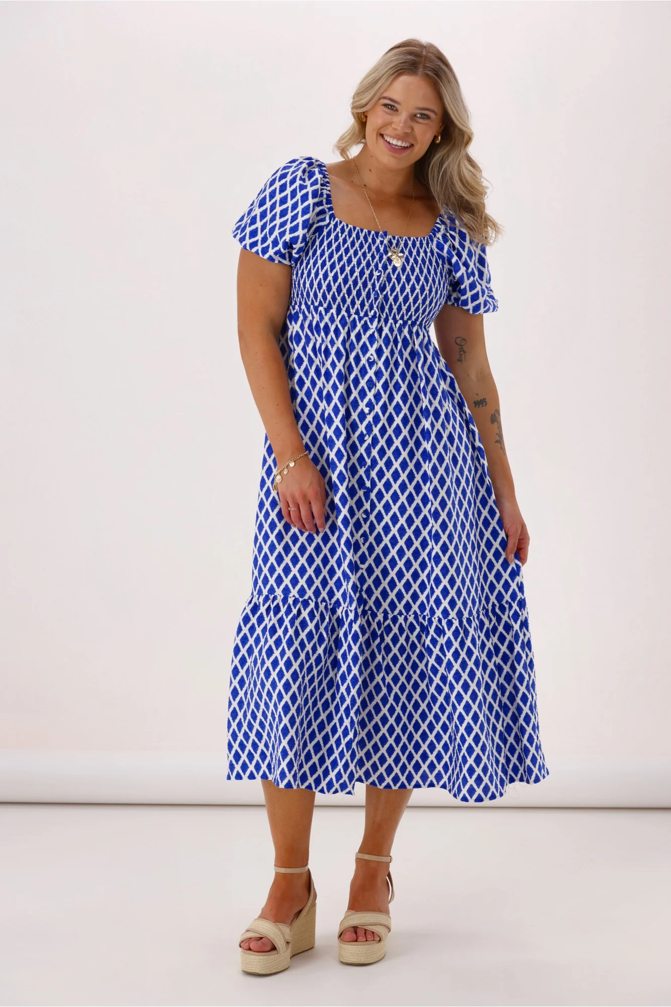 Shine On Label Erin Amalfi Shirred Bodice Dress Blue - Image 4