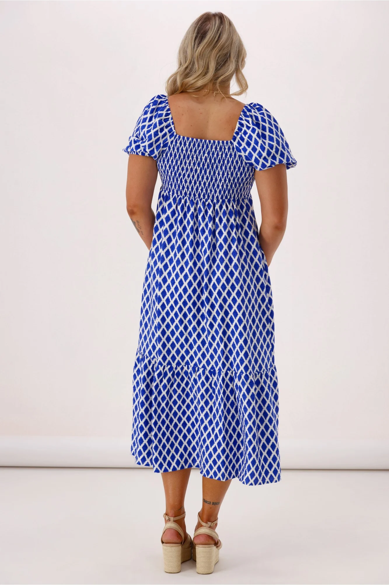 Shine On Label Erin Amalfi Shirred Bodice Dress Blue - Image 6