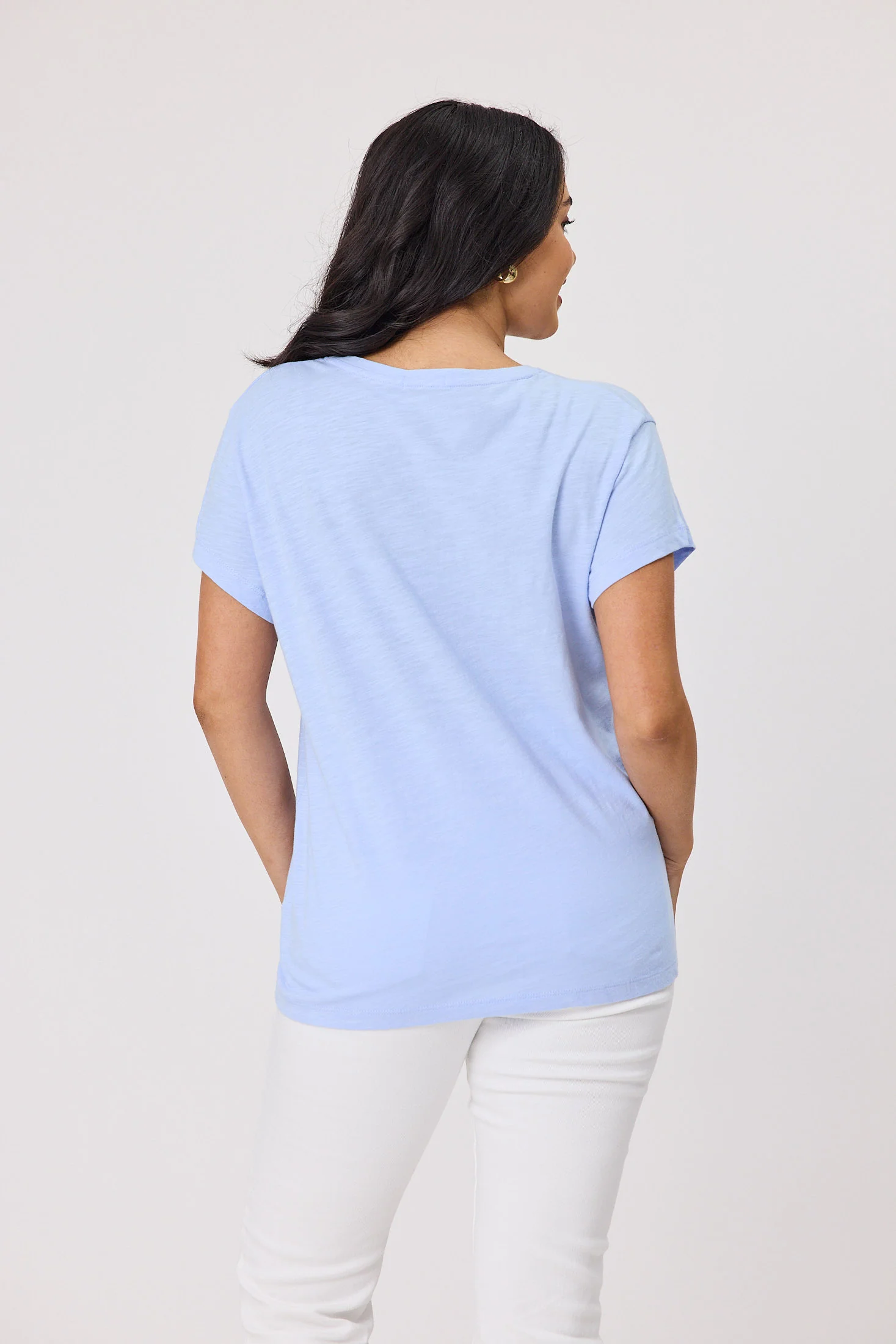 Shine On Essential Staple V Neck Tee Pale Blue - Image 3