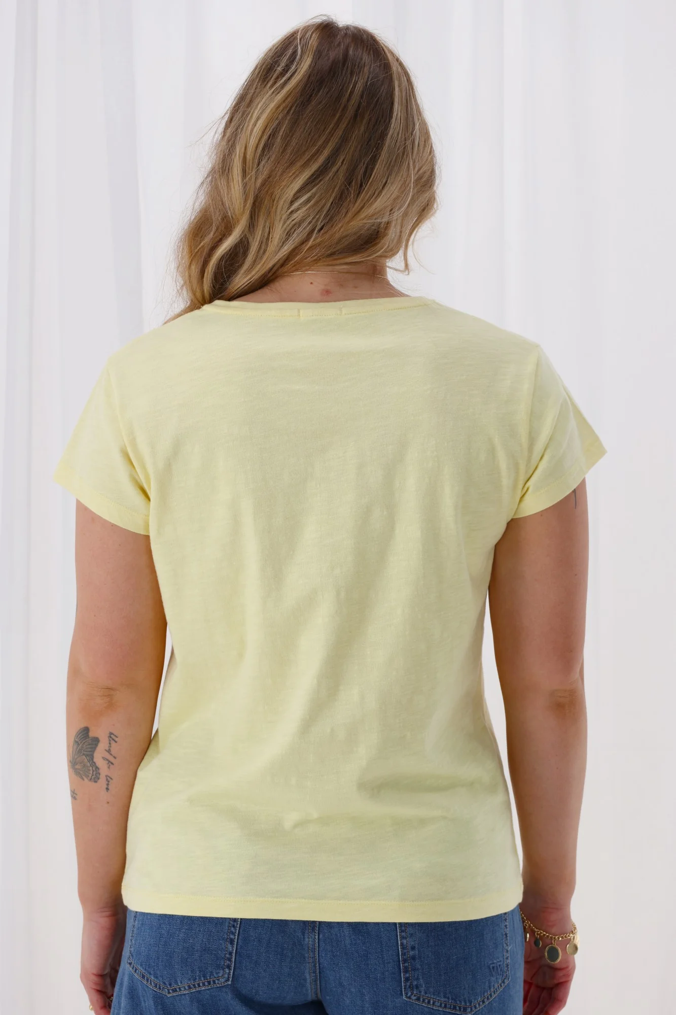 Shine On Essential Staple V Neck Tee Yellow - Image 4