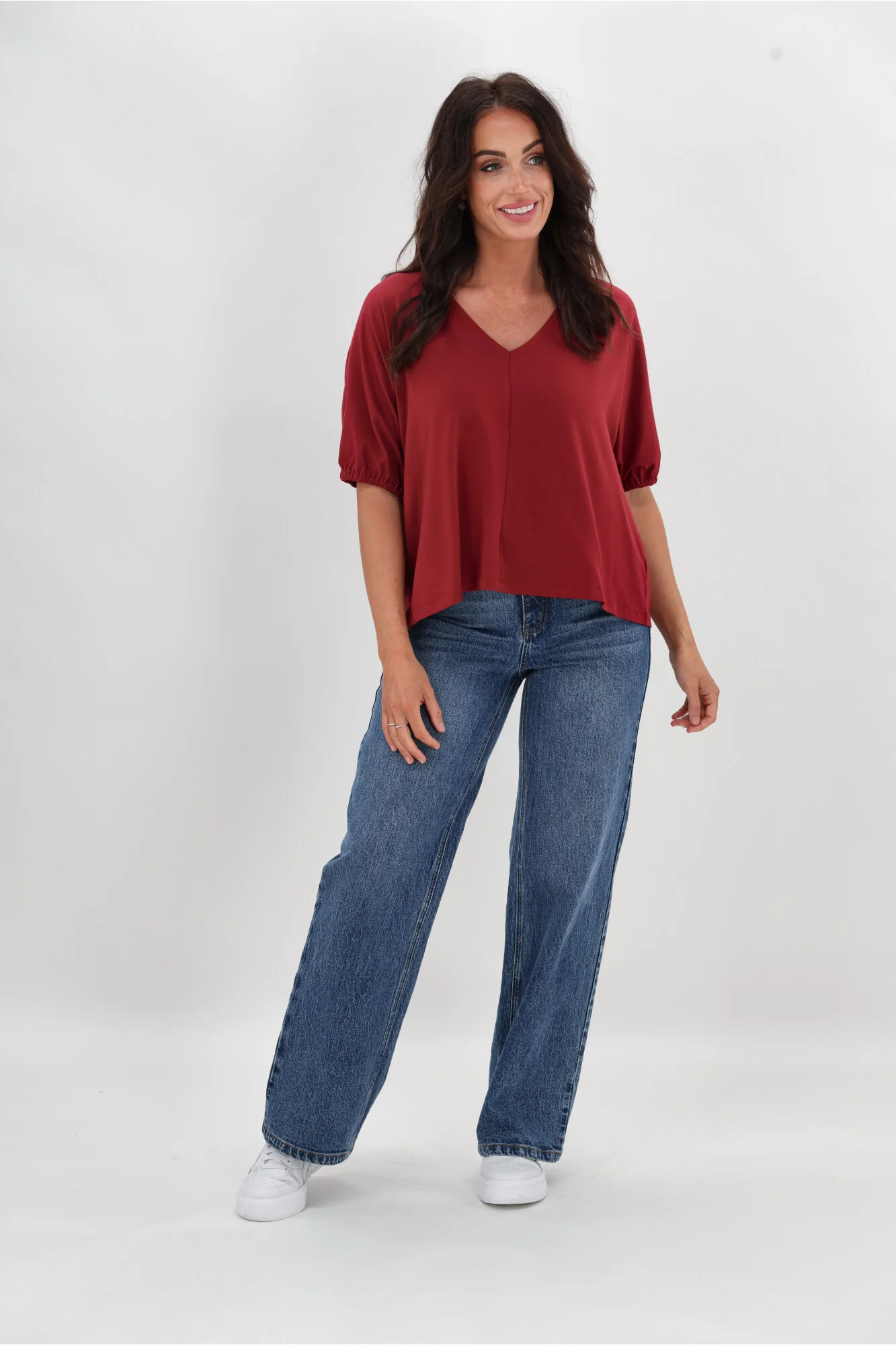 Shine On Essentials Cap Sleeve Top Cranberry - Image 4