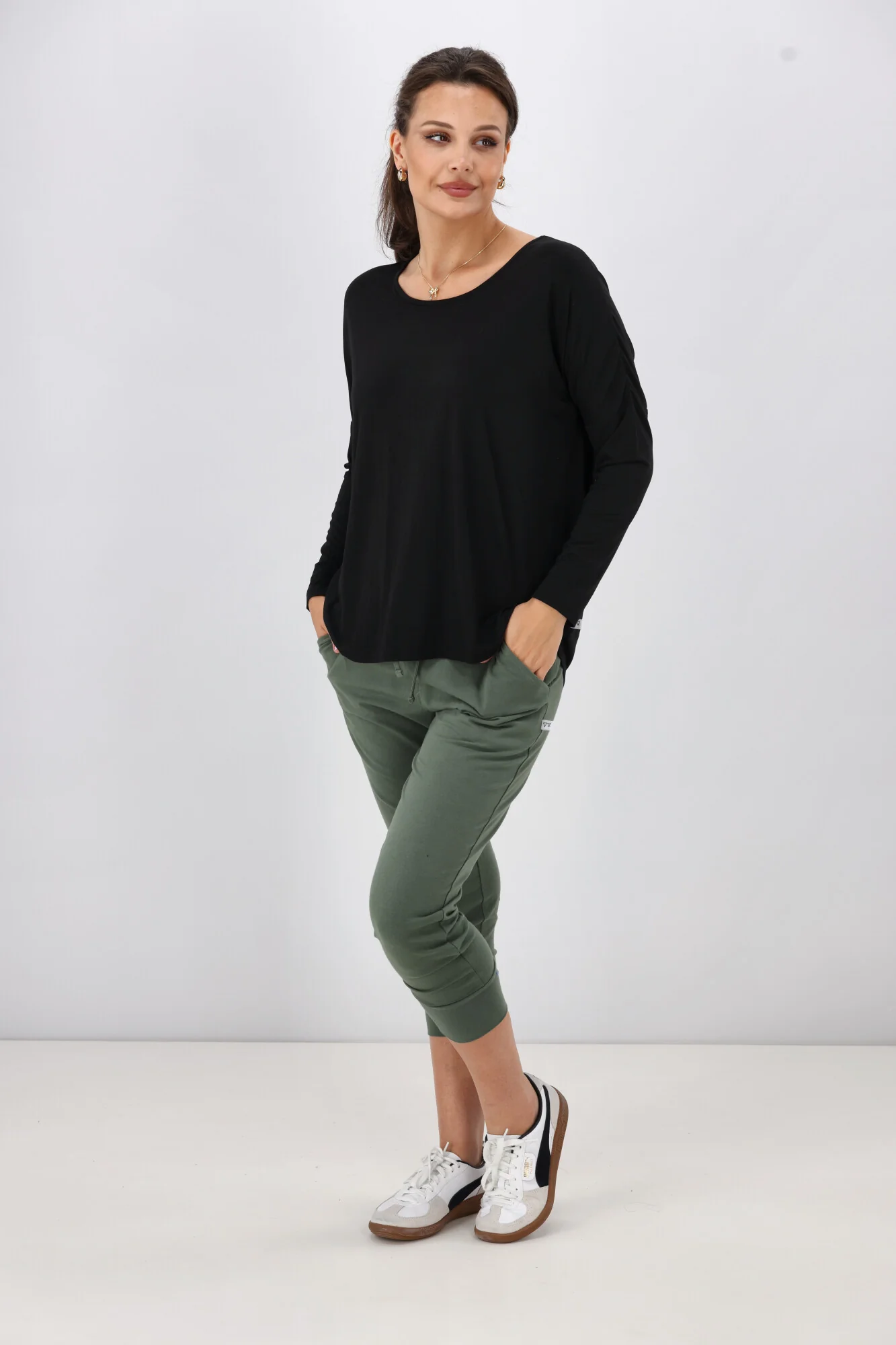 Shine On Essentials Long Sleeve Comfort Tee Black