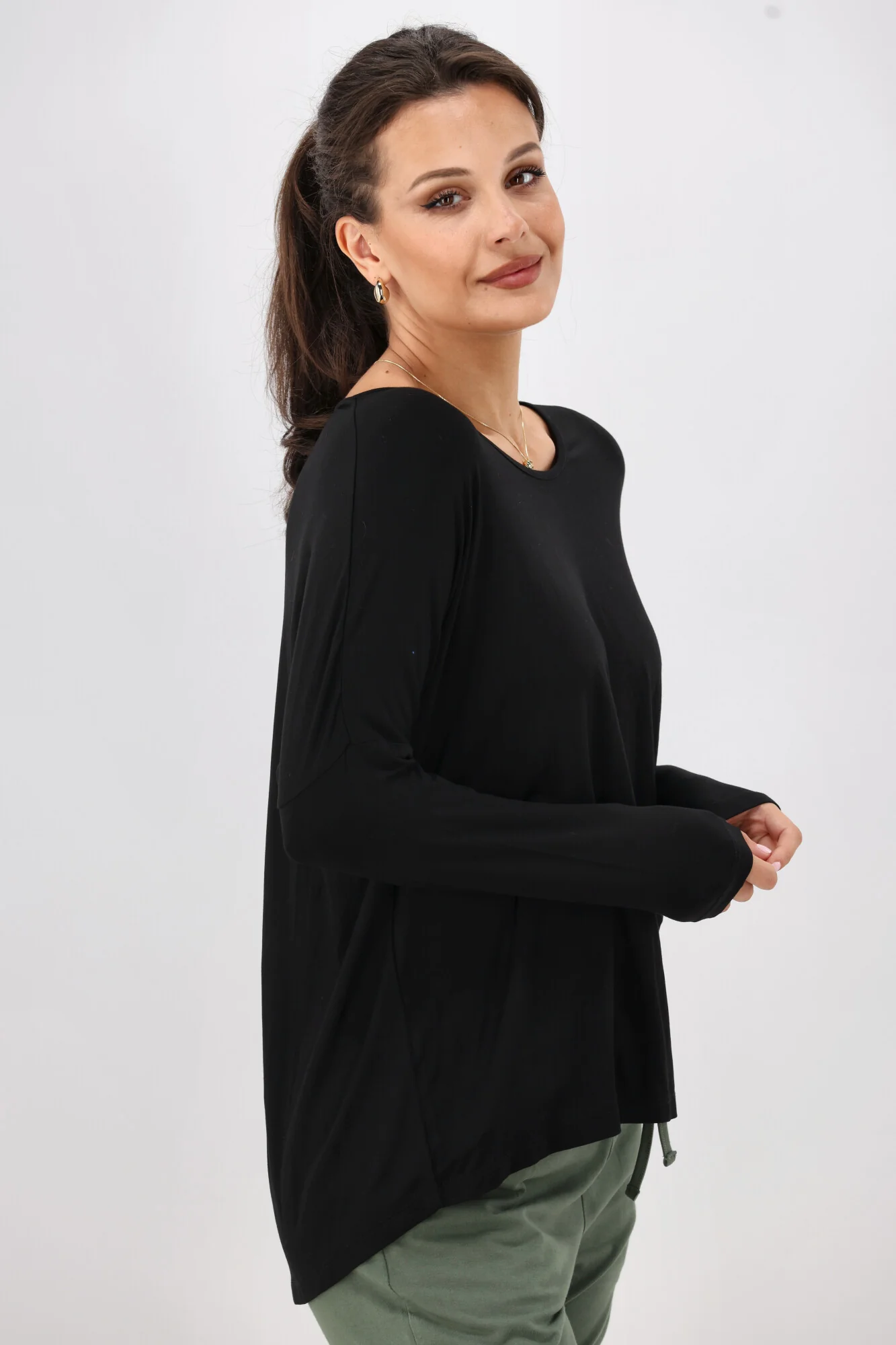 Shine On Essentials Long Sleeve Comfort Tee Black - Image 6