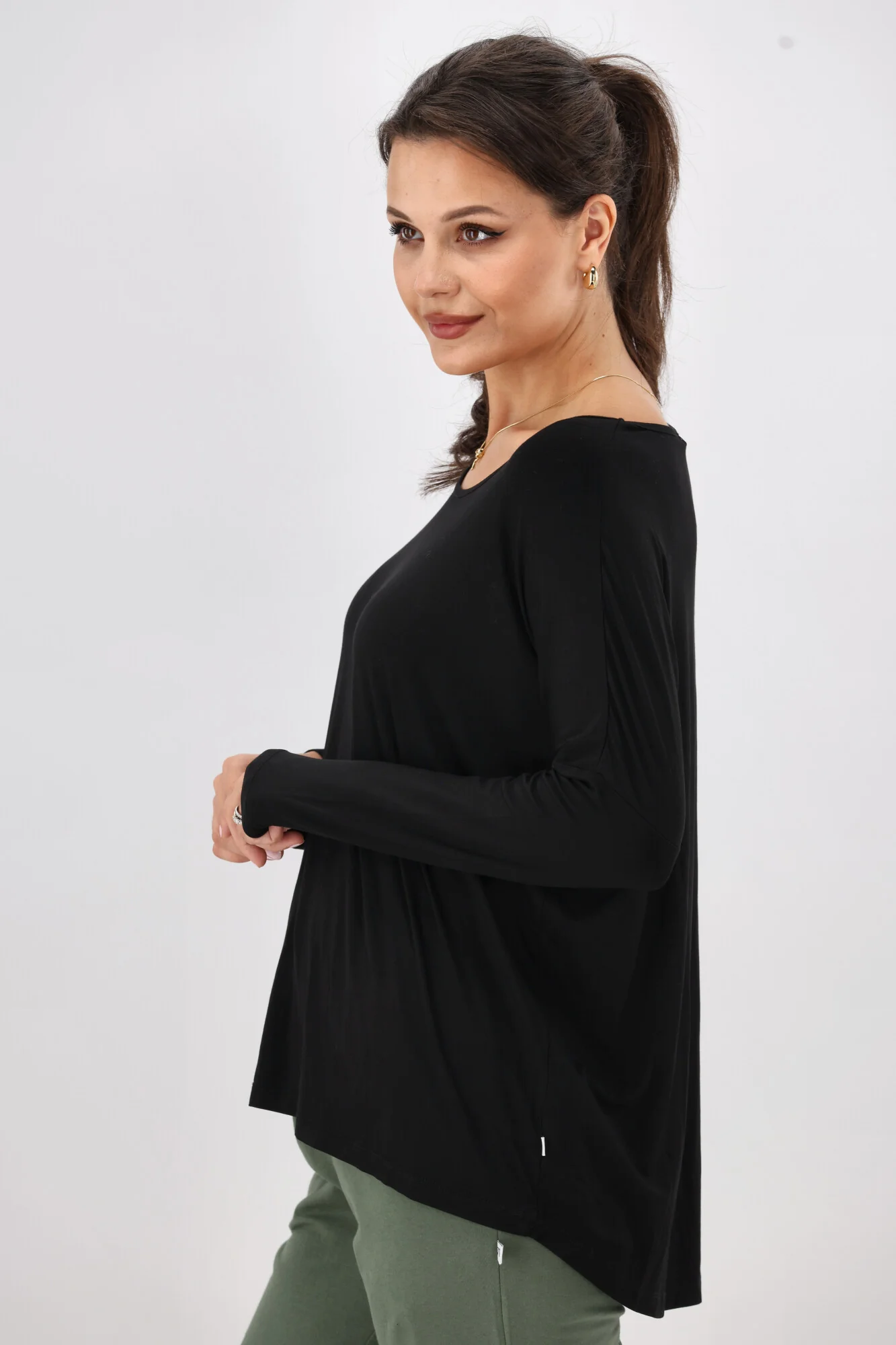 Shine On Essentials Long Sleeve Comfort Tee Black - Image 7