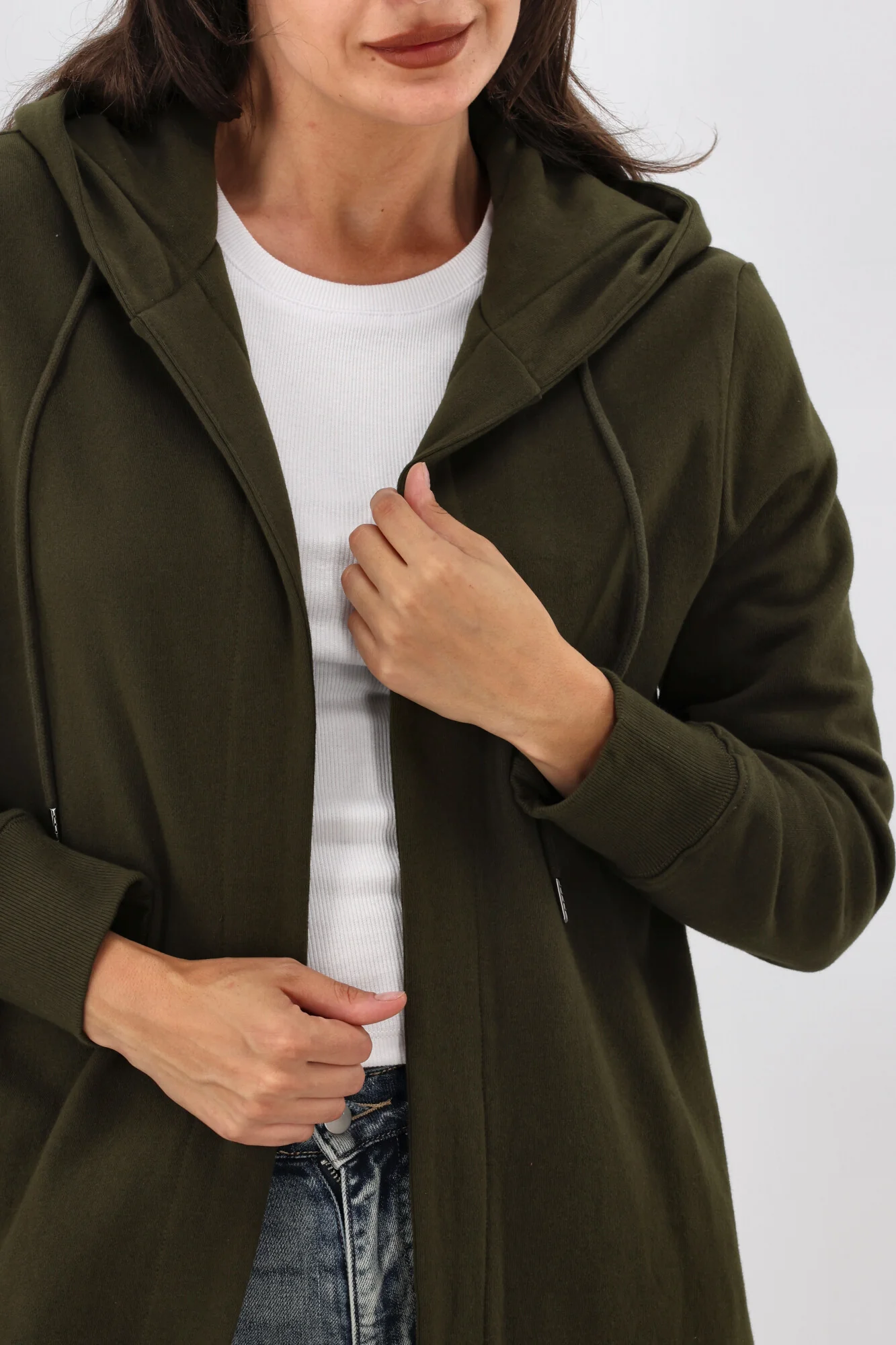 Shine On Essentials Longline Hoody Olive - Image 5