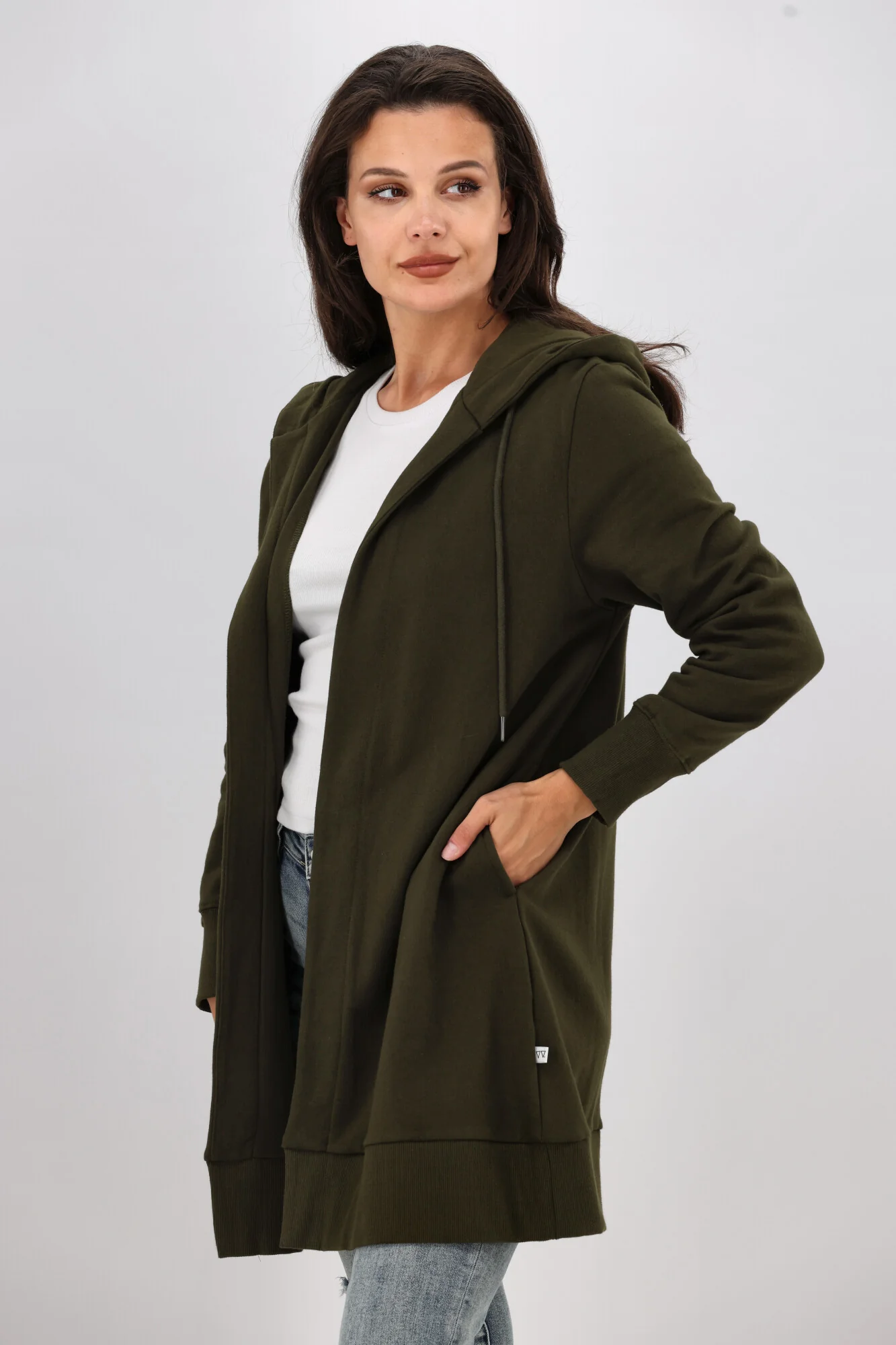 Shine On Essentials Longline Hoody Olive - Image 8