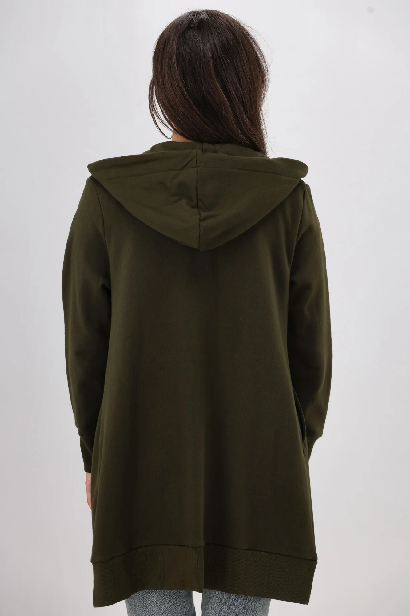 Shine On Essentials Longline Hoody Olive - Image 9