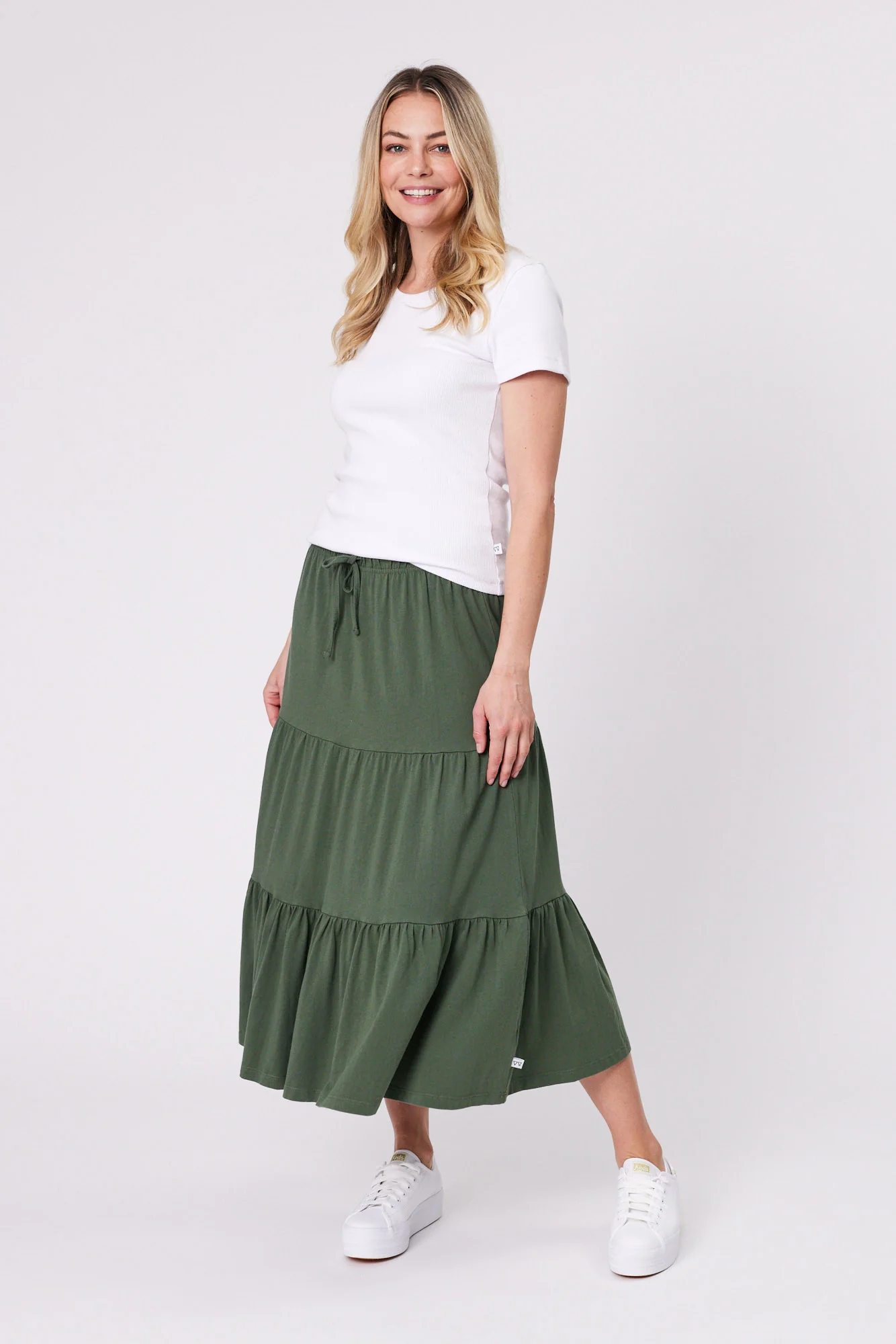 Shine On Essentials Midi Skirt Khaki - Image 4