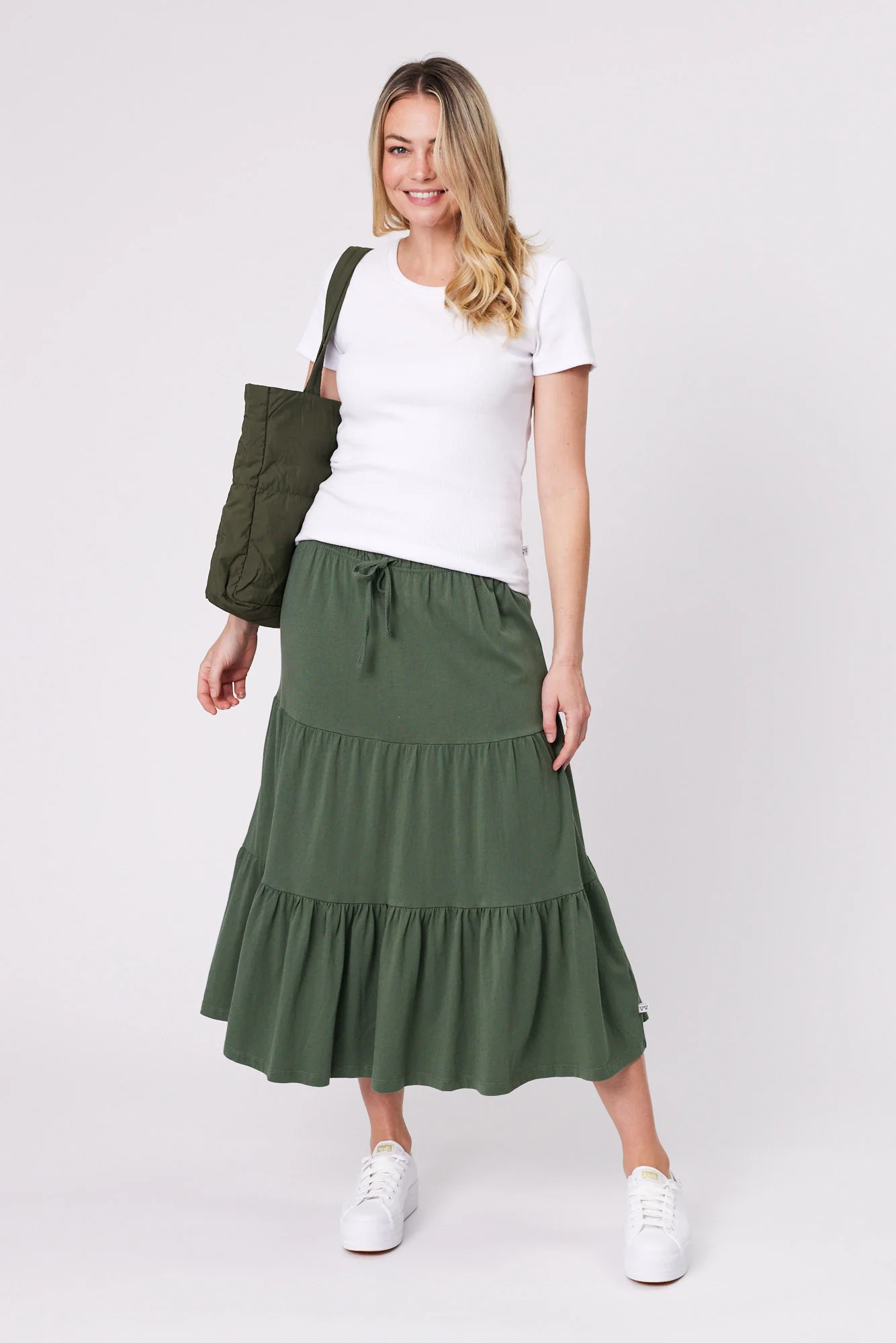 Shine On Essentials Midi Skirt Khaki - Image 5