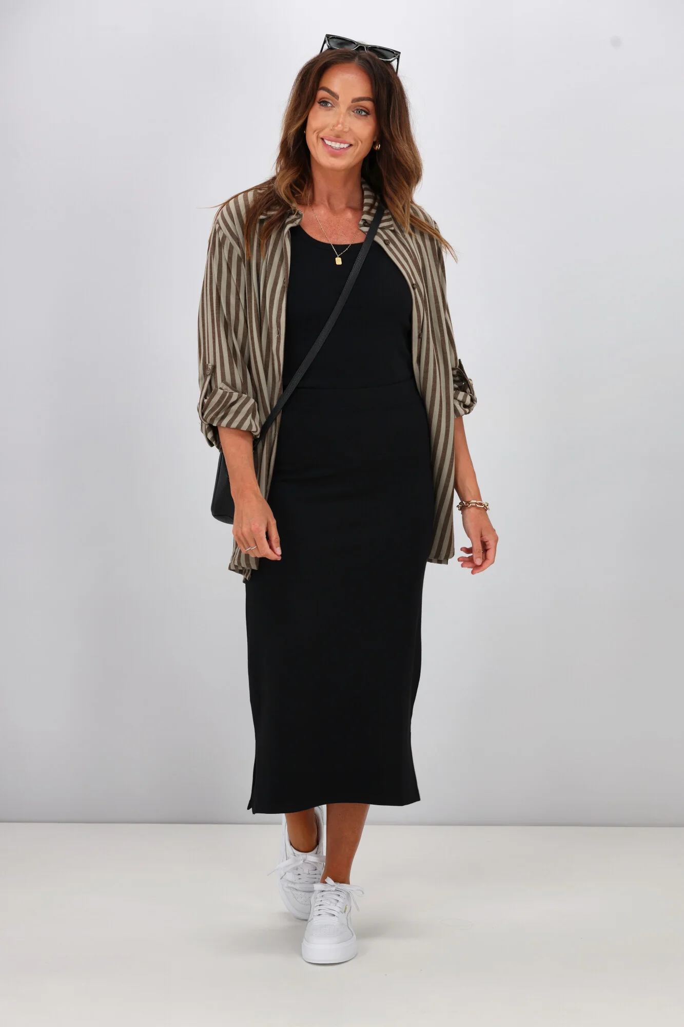 Shine On Essentials Midi Slip Skirt Black - Image 4