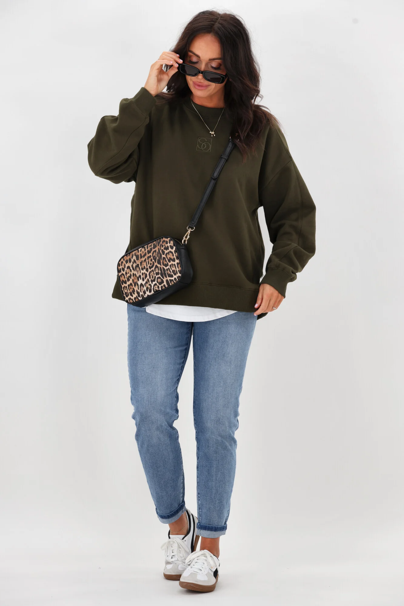 Shine On Essentials Monogrammed Crew Olive - Image 7
