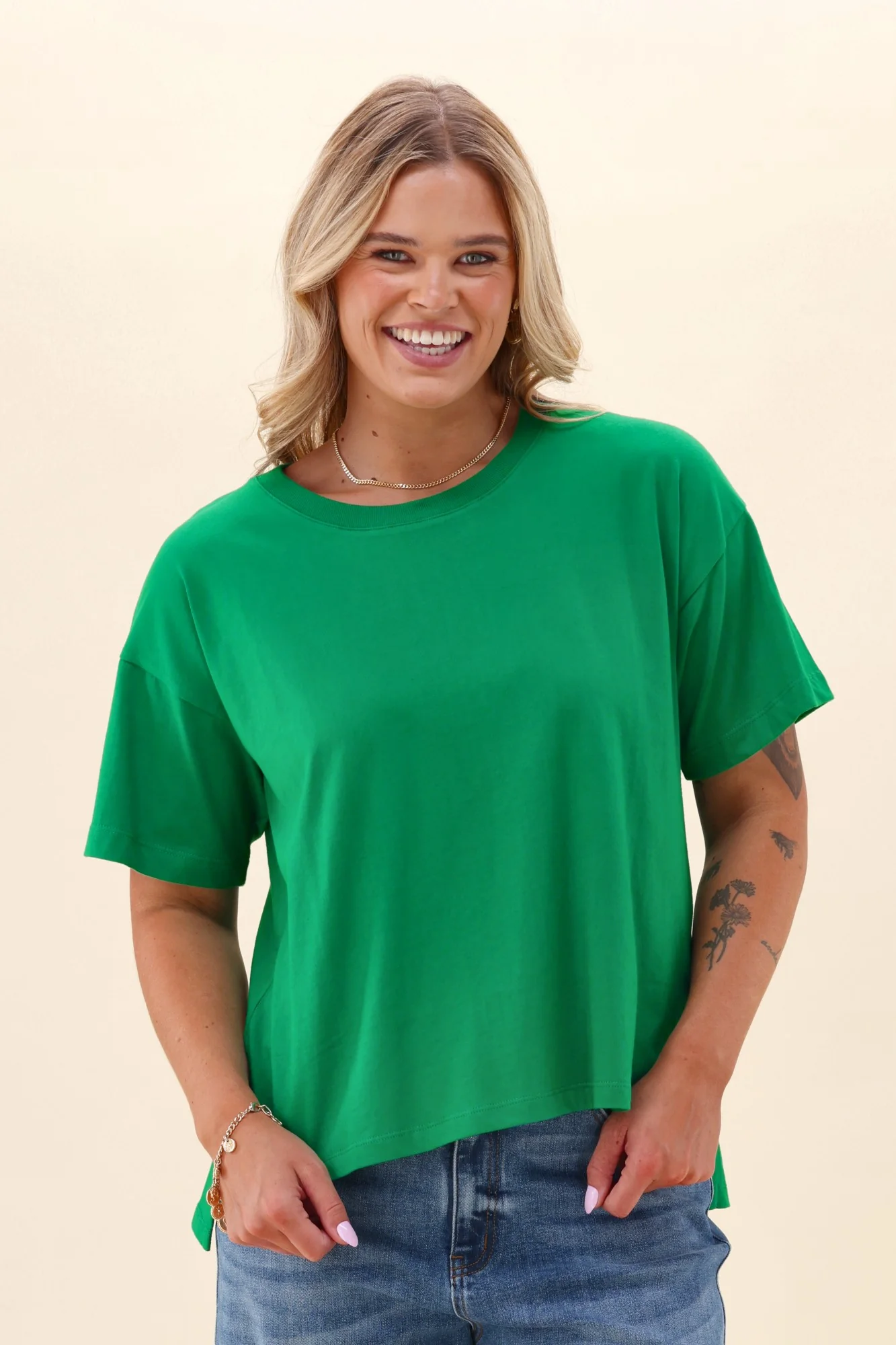 Shine On Essentials Relaxed Tee Forest Green