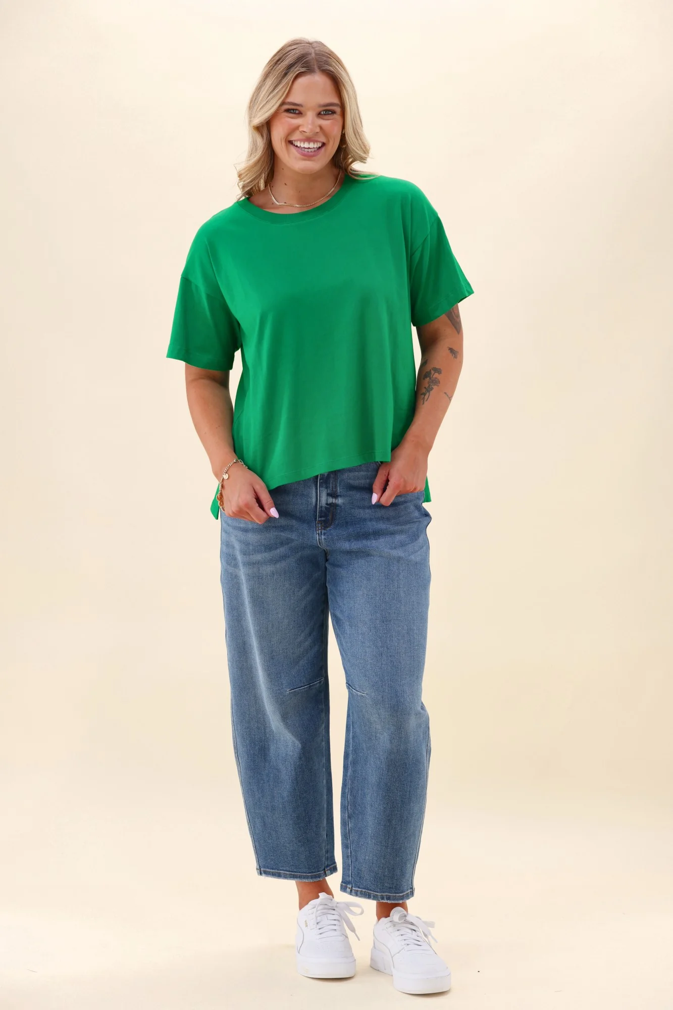 Shine On Essentials Relaxed Tee Forest Green - Image 4