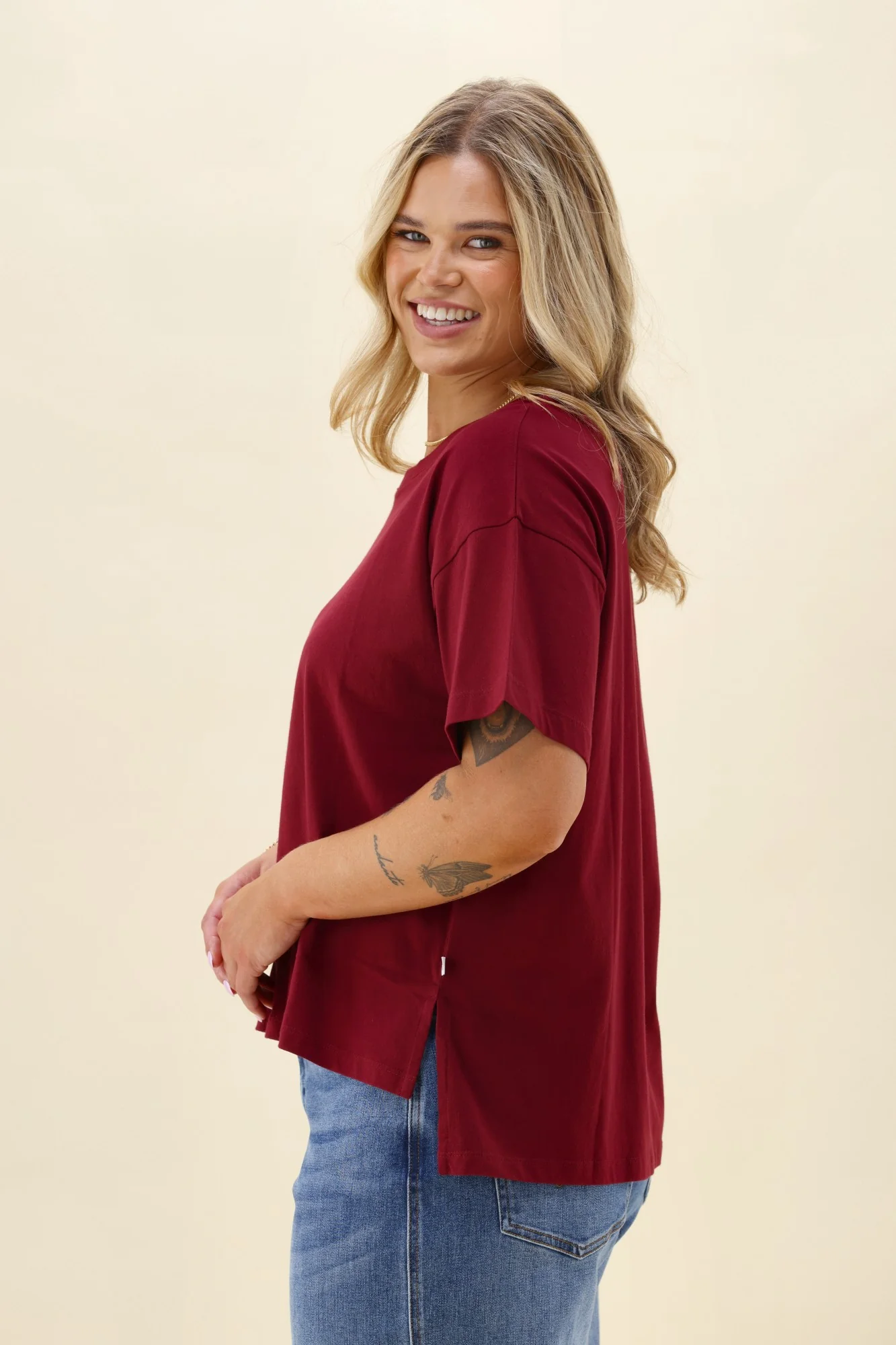 Shine On Essentials Relaxed Tee Wine