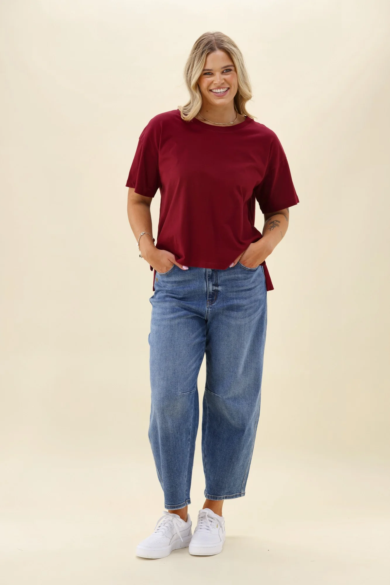 Shine On Essentials Relaxed Tee Wine - Image 2