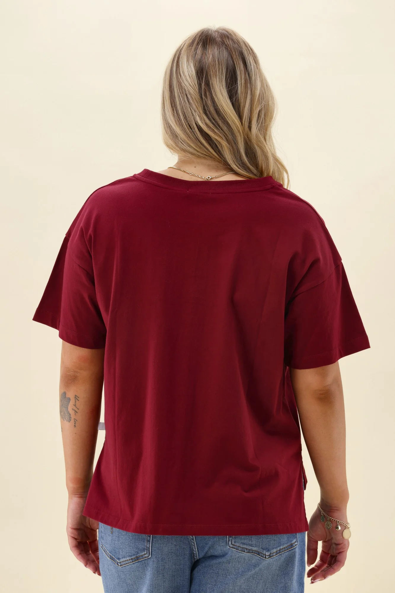 Shine On Essentials Relaxed Tee Wine - Image 5