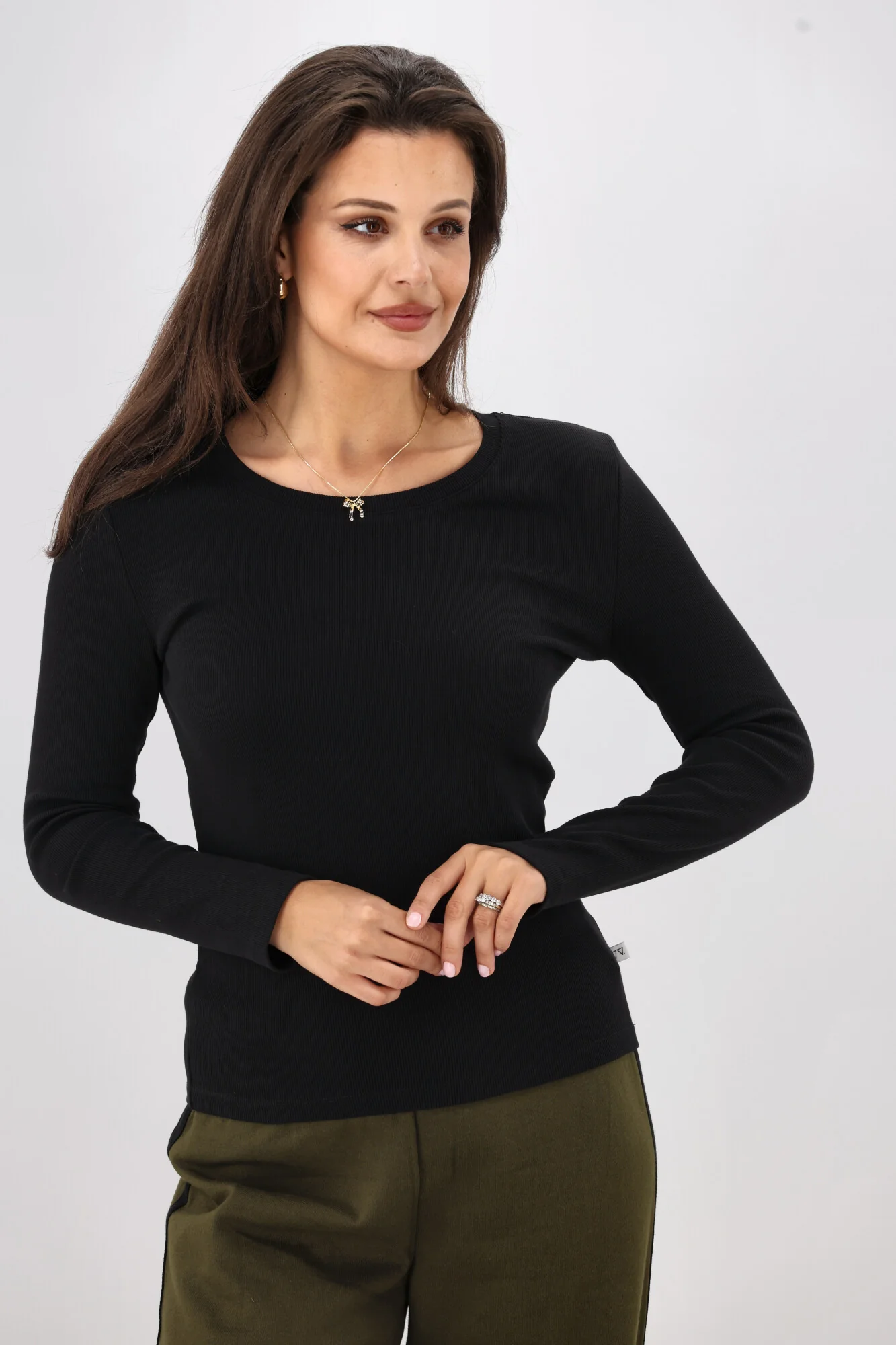 Shine On Essentials Rib Long Sleeve Black