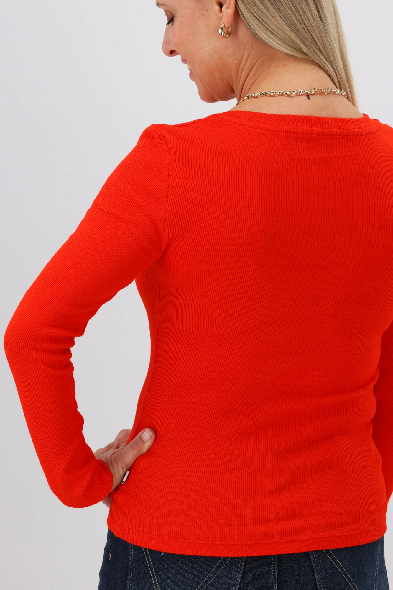 Shine On Essentials Rib Long Sleeve Bright Red - Image 9