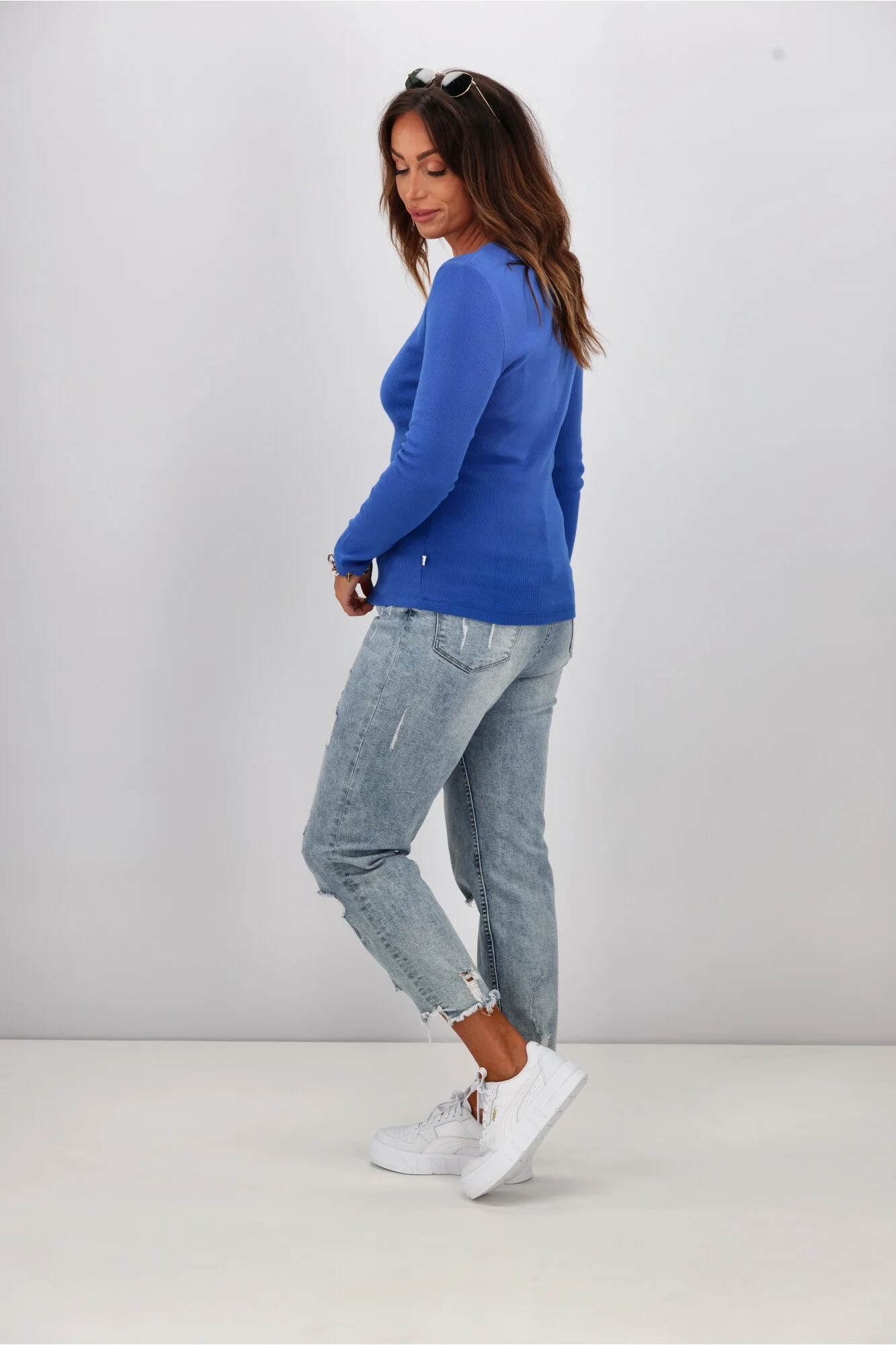 Shine On Essentials Rib Long Sleeve Cobalt Blue - Image 5