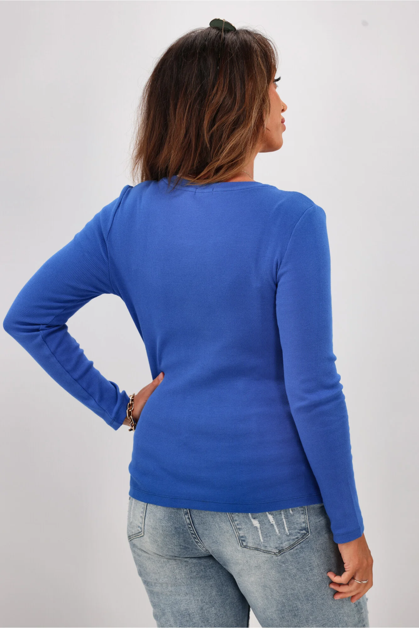 Shine On Essentials Rib Long Sleeve Cobalt Blue - Image 6