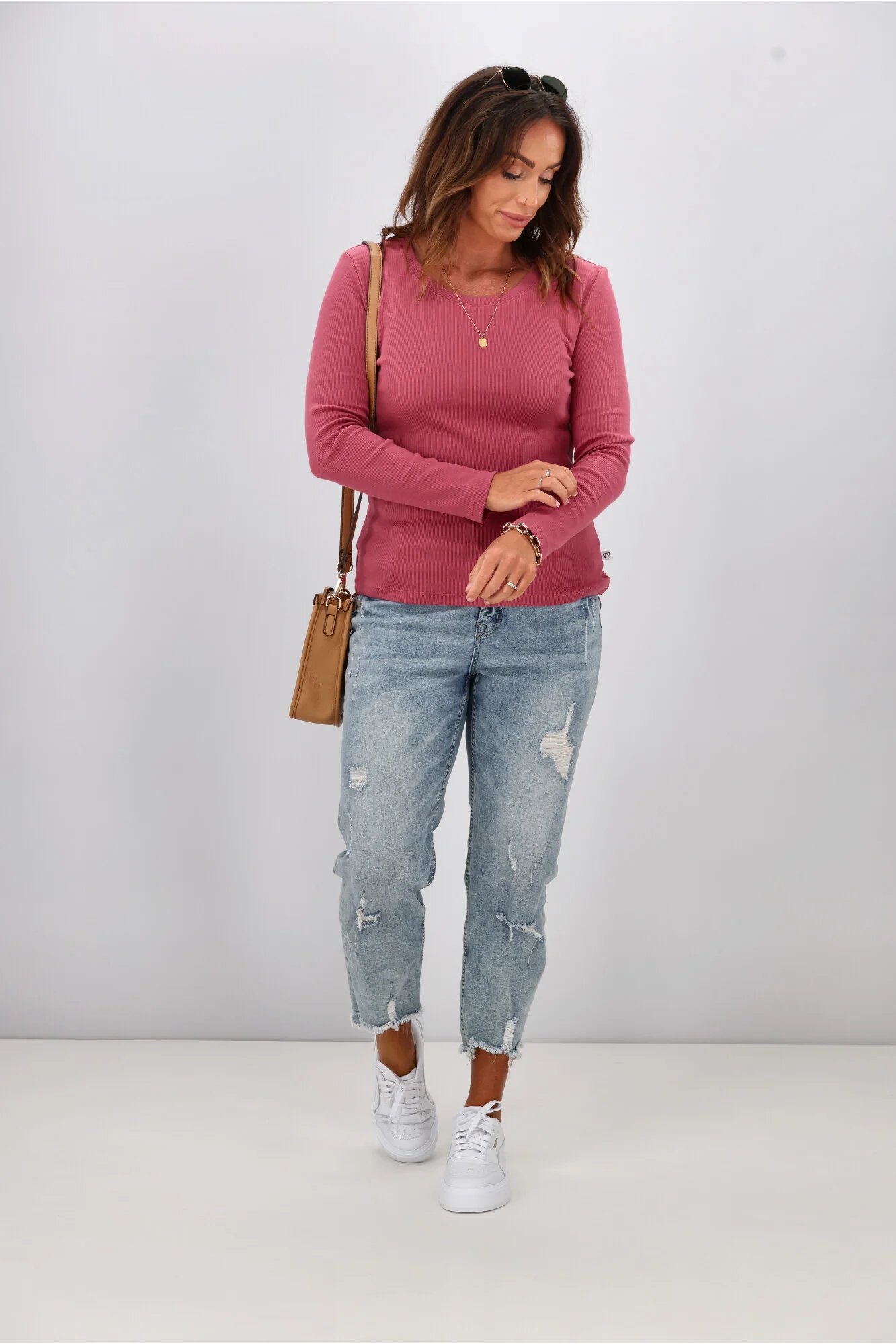 Shine On Essentials Rib Long Sleeve Dusty Rose - Image 4