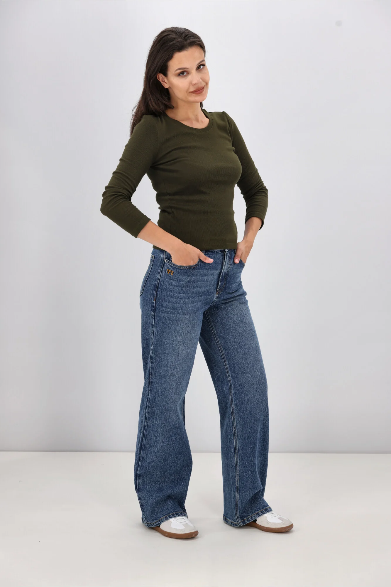 Shine On Essentials Rib Long Sleeve Olive - Image 3