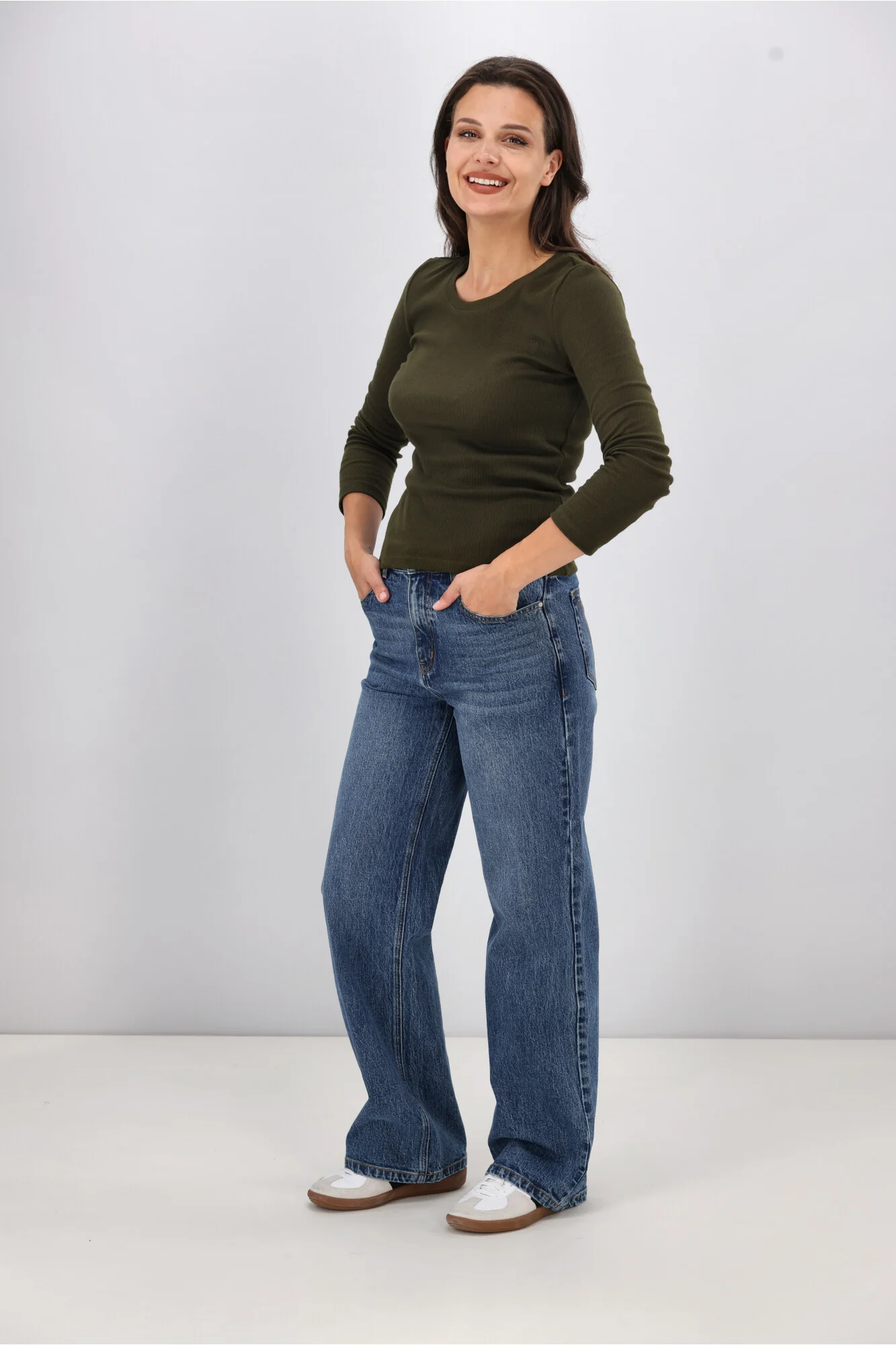 Shine On Essentials Rib Long Sleeve Olive - Image 4