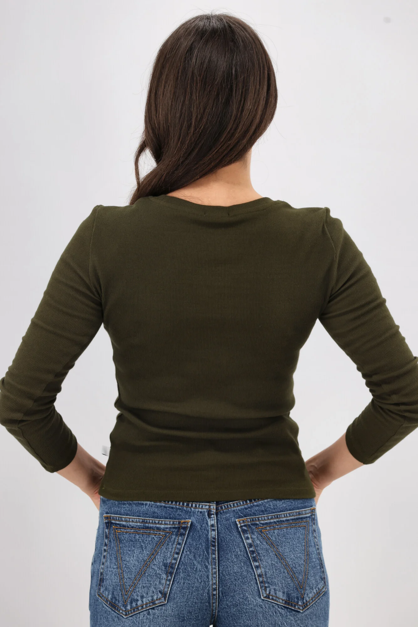 Shine On Essentials Rib Long Sleeve Olive - Image 5