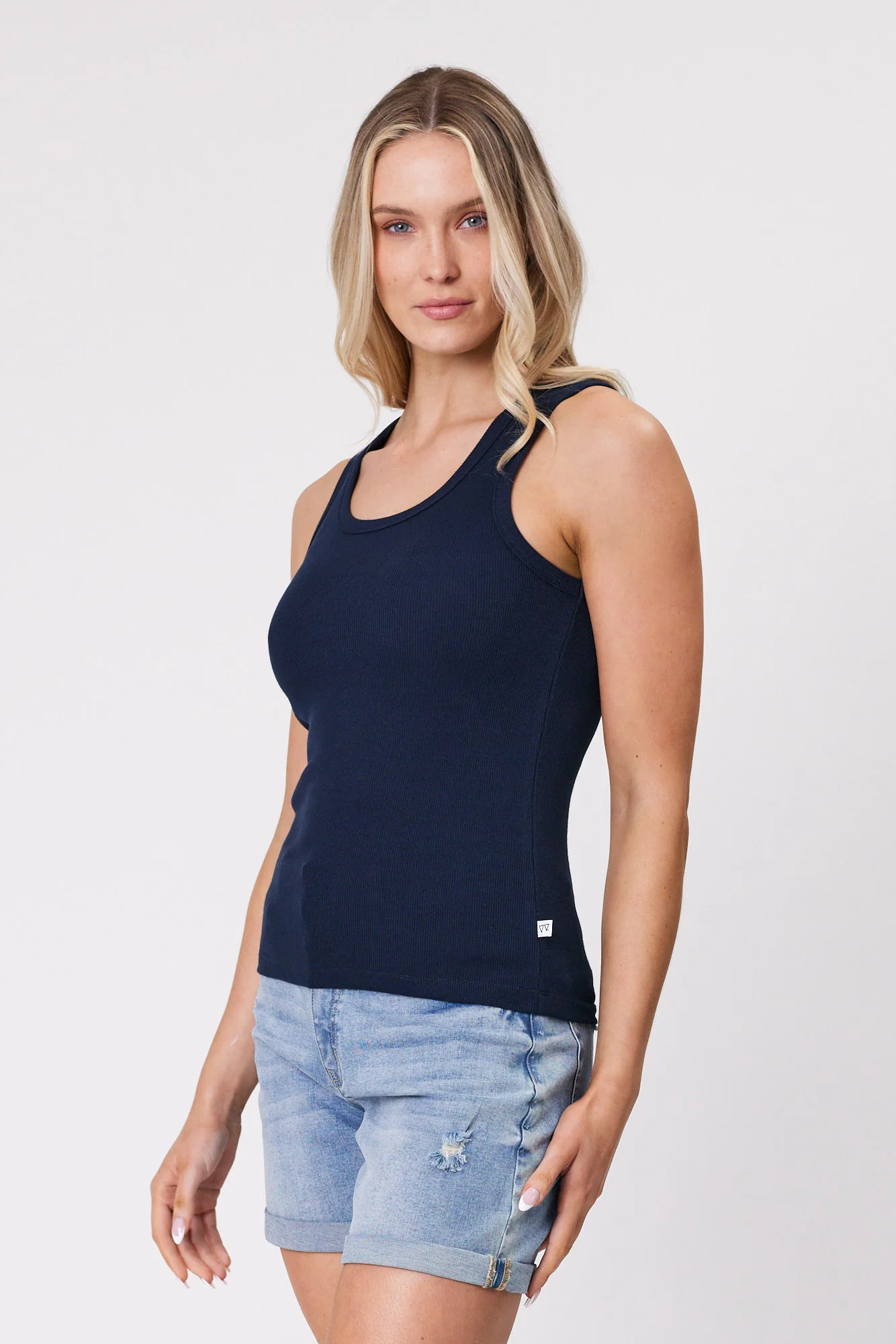 Shine On Essentials Rib Tank Navy - Image 2