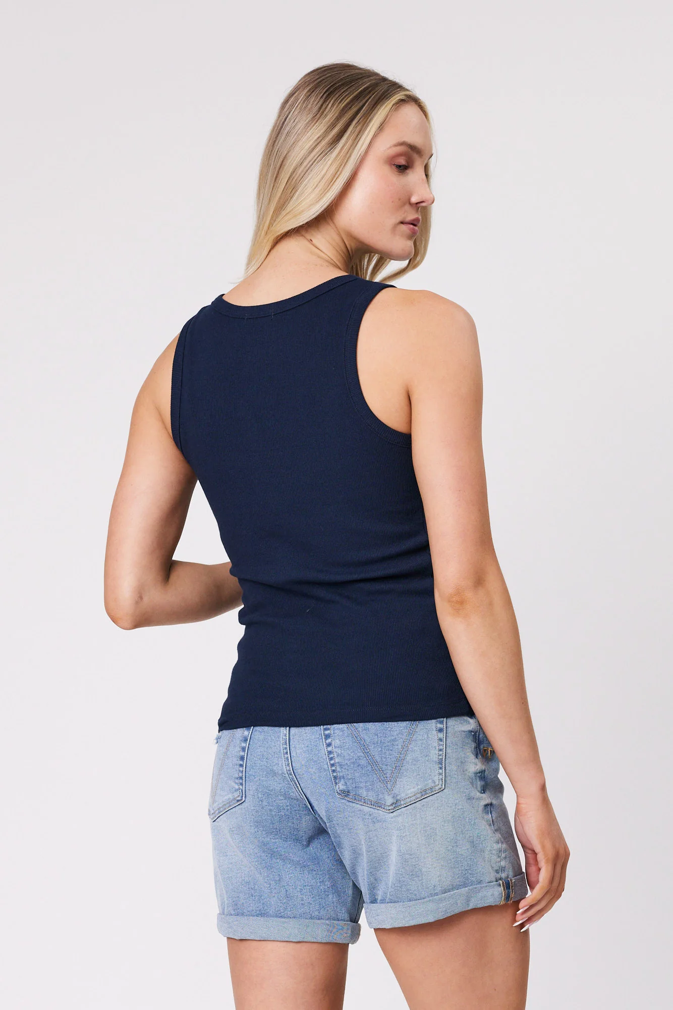 Shine On Essentials Rib Tank Navy - Image 5