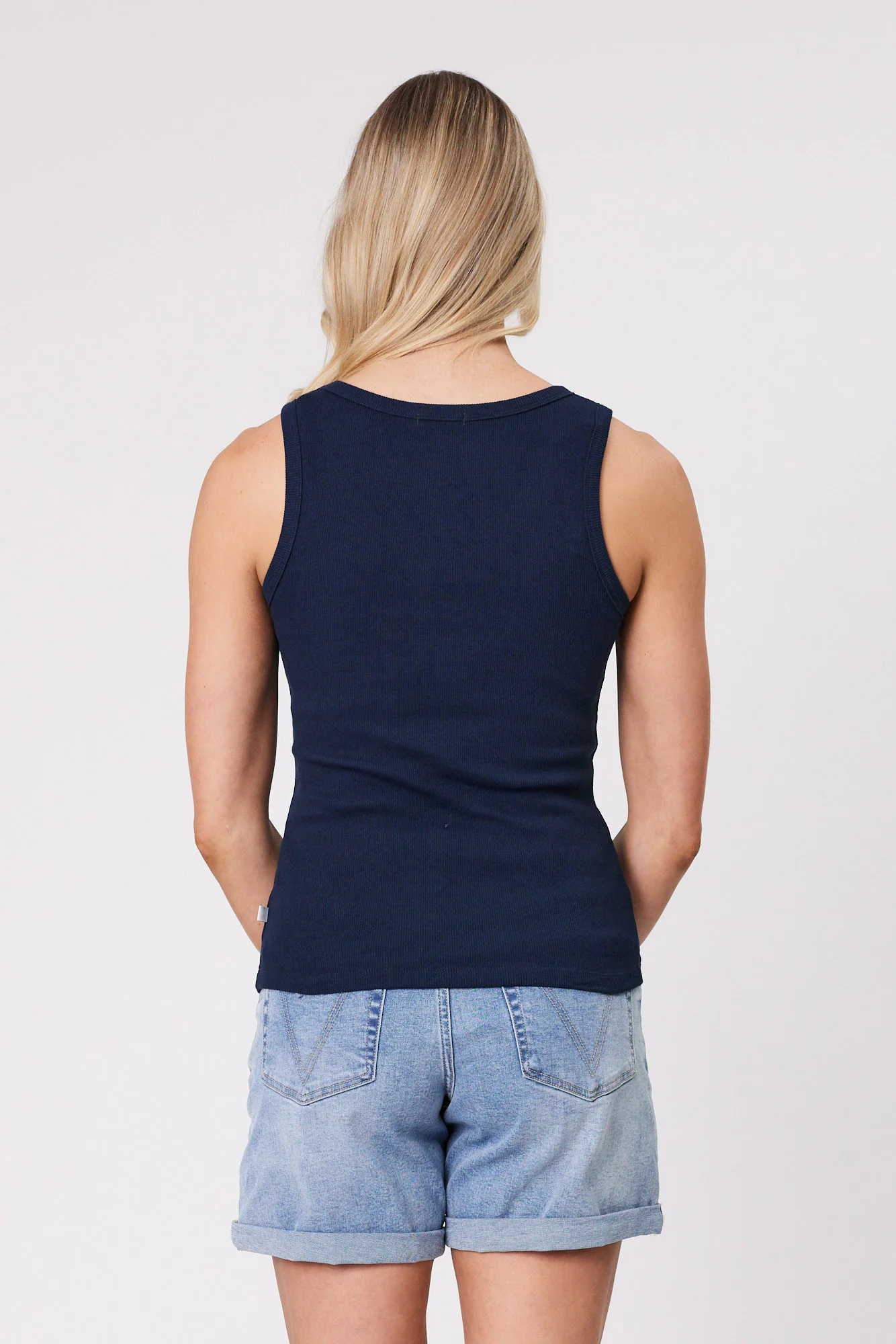 Shine On Essentials Rib Tank Navy - Image 6